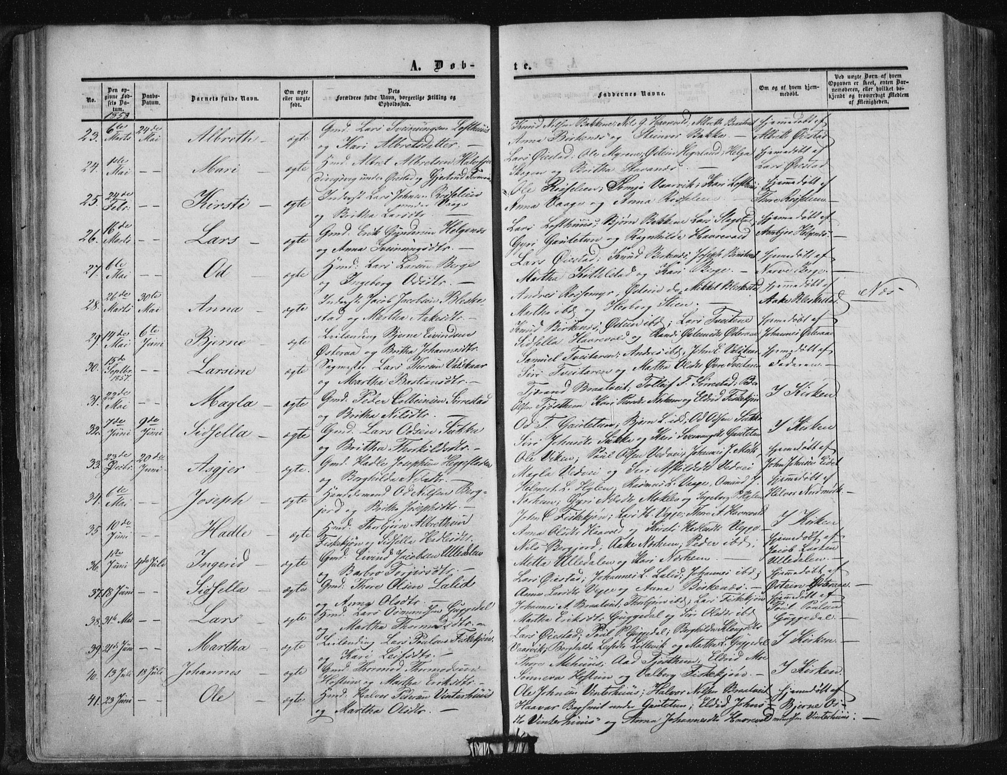 Suldal sokneprestkontor, AV/SAST-A-101845/01/IV/L0009: Parish register (official) no. A 9, 1854-1868