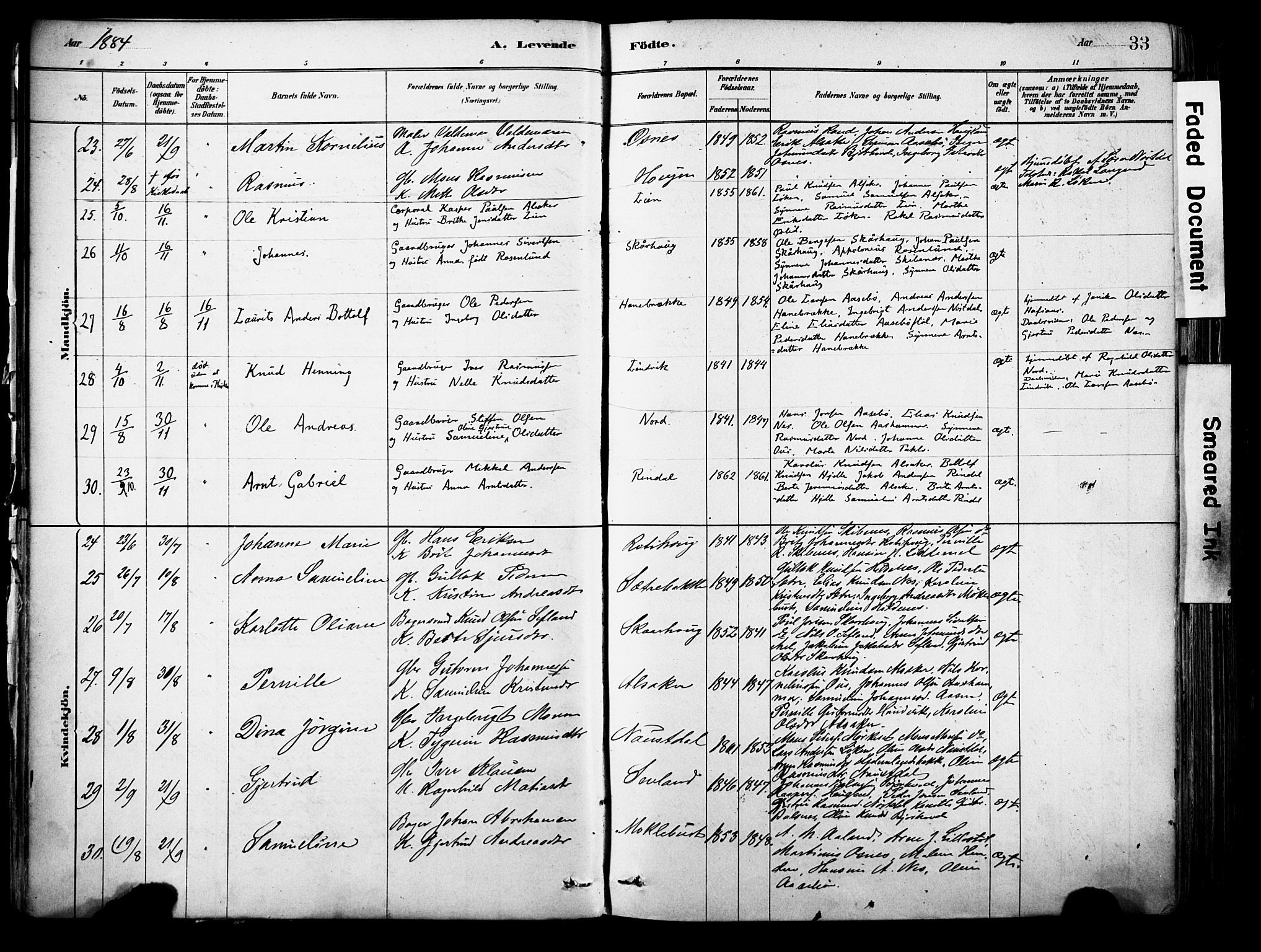 Eid sokneprestembete, AV/SAB-A-82301/H/Haa/Haab/L0001: Parish register (official) no. B 1, 1879-1906, p. 33