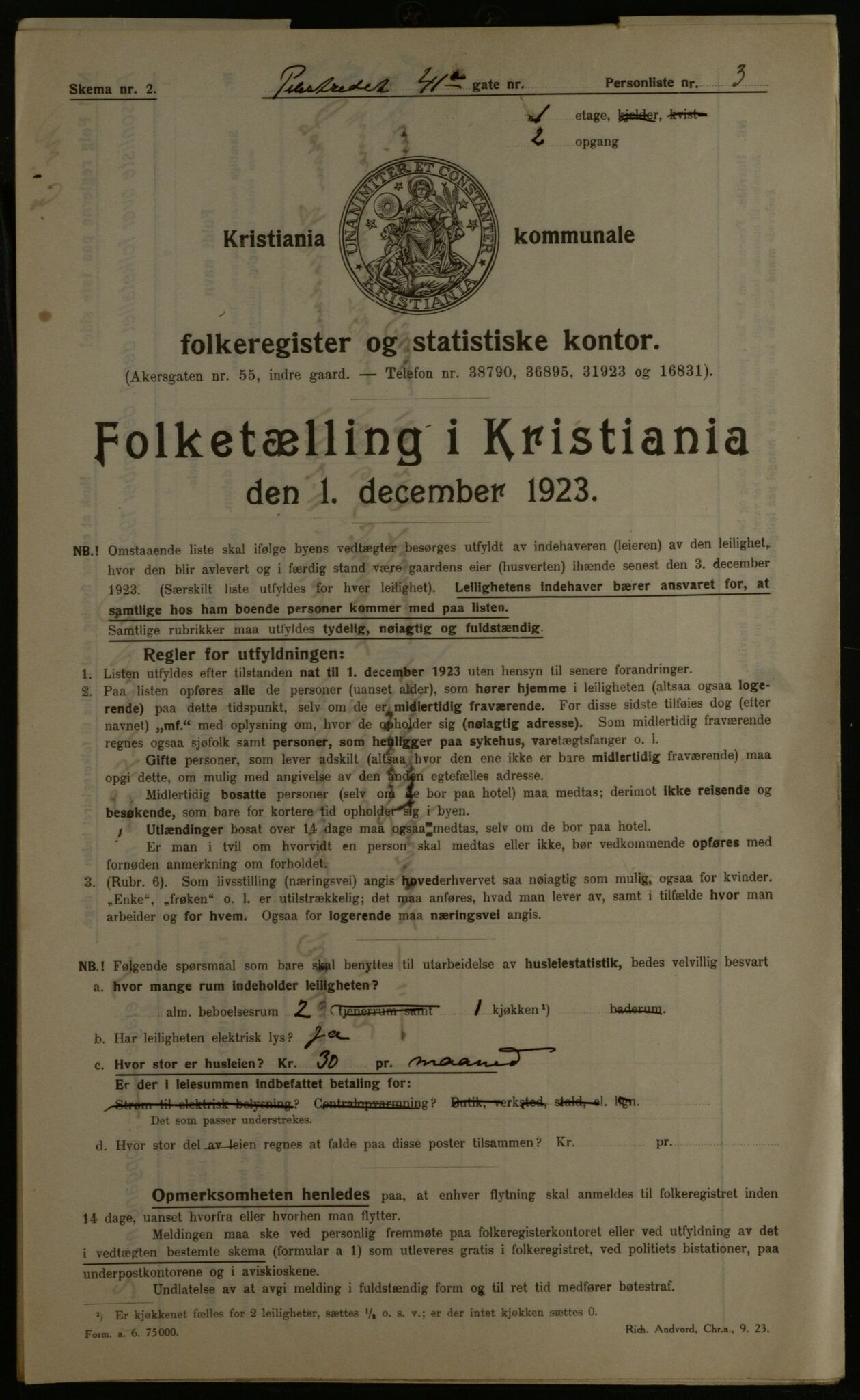 OBA, Municipal Census 1923 for Kristiania, 1923, p. 87414