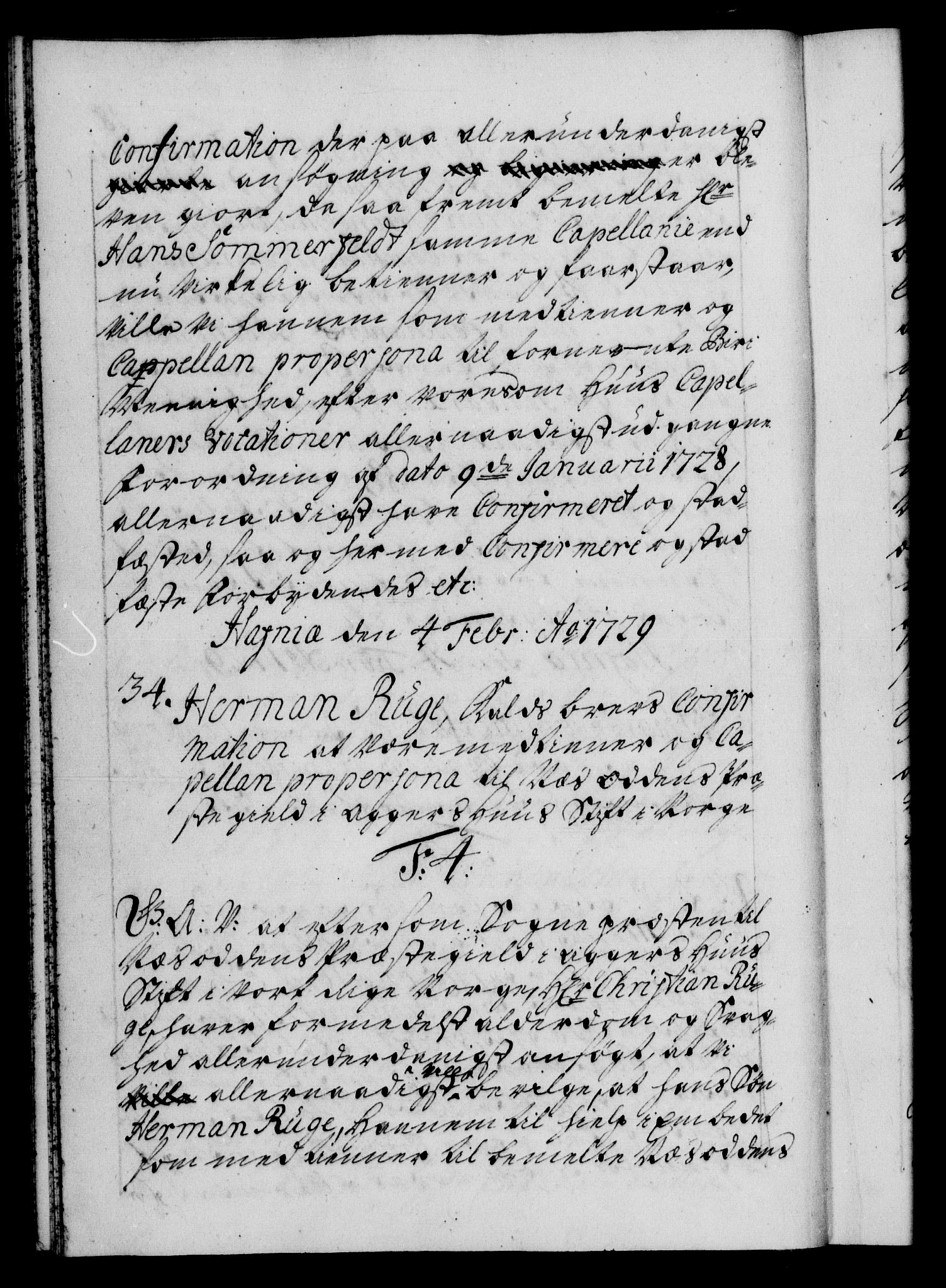 Danske Kanselli 1572-1799, AV/RA-EA-3023/F/Fc/Fca/Fcaa/L0026: Norske registre, 1729-1730, p. 18b