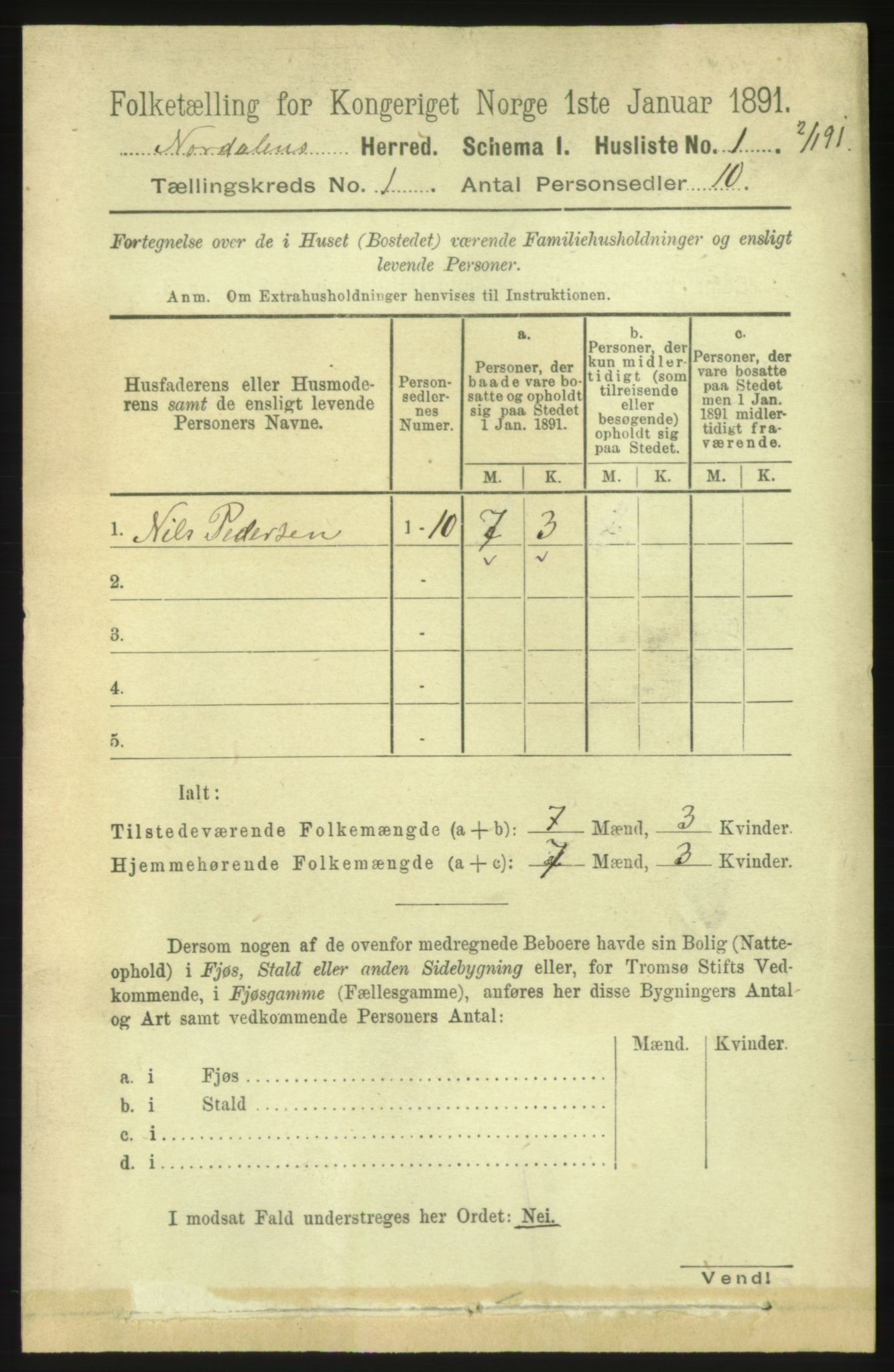 RA, 1891 census for 1524 Norddal, 1891, p. 30