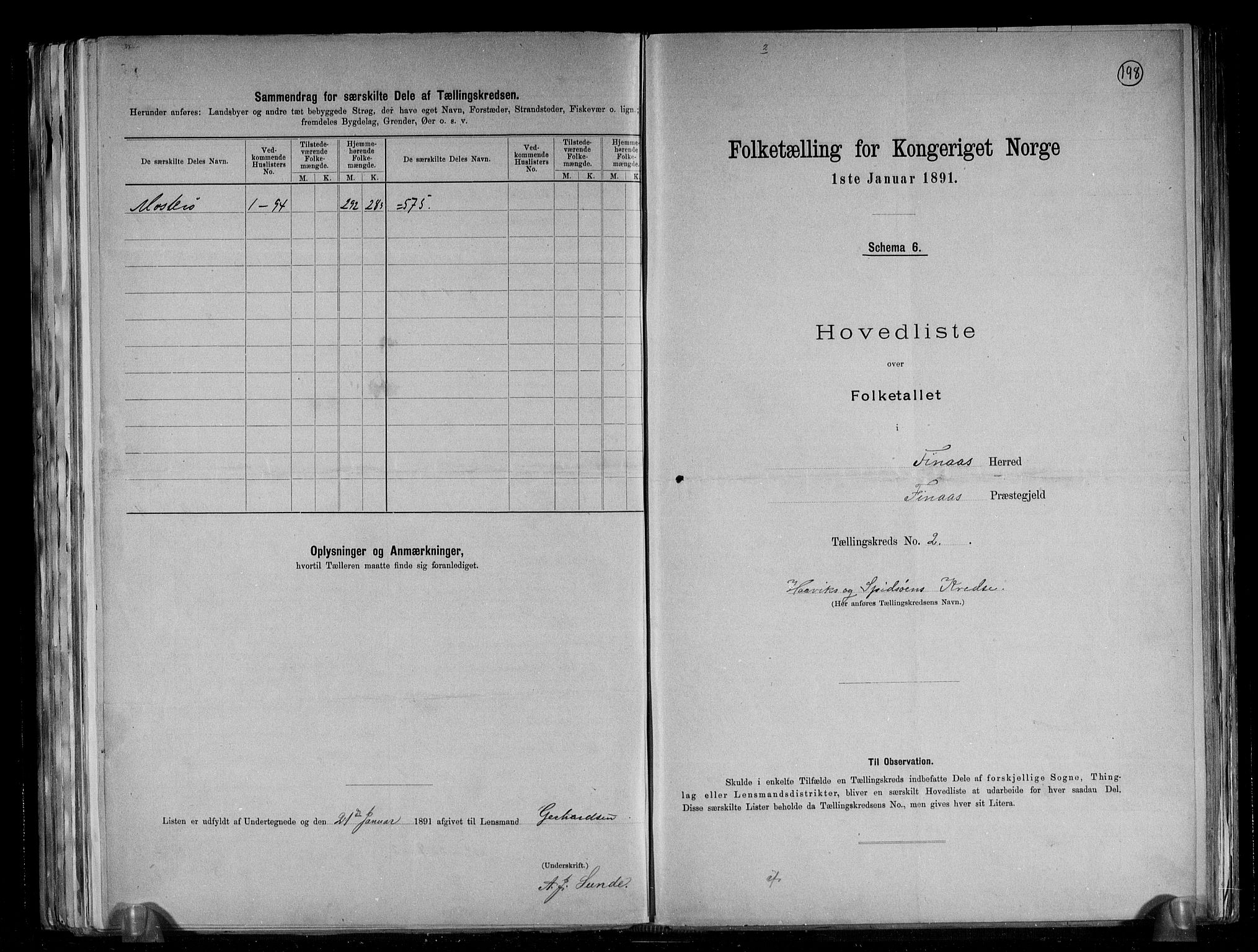 RA, 1891 census for 1218 Finnås, 1891, p. 6