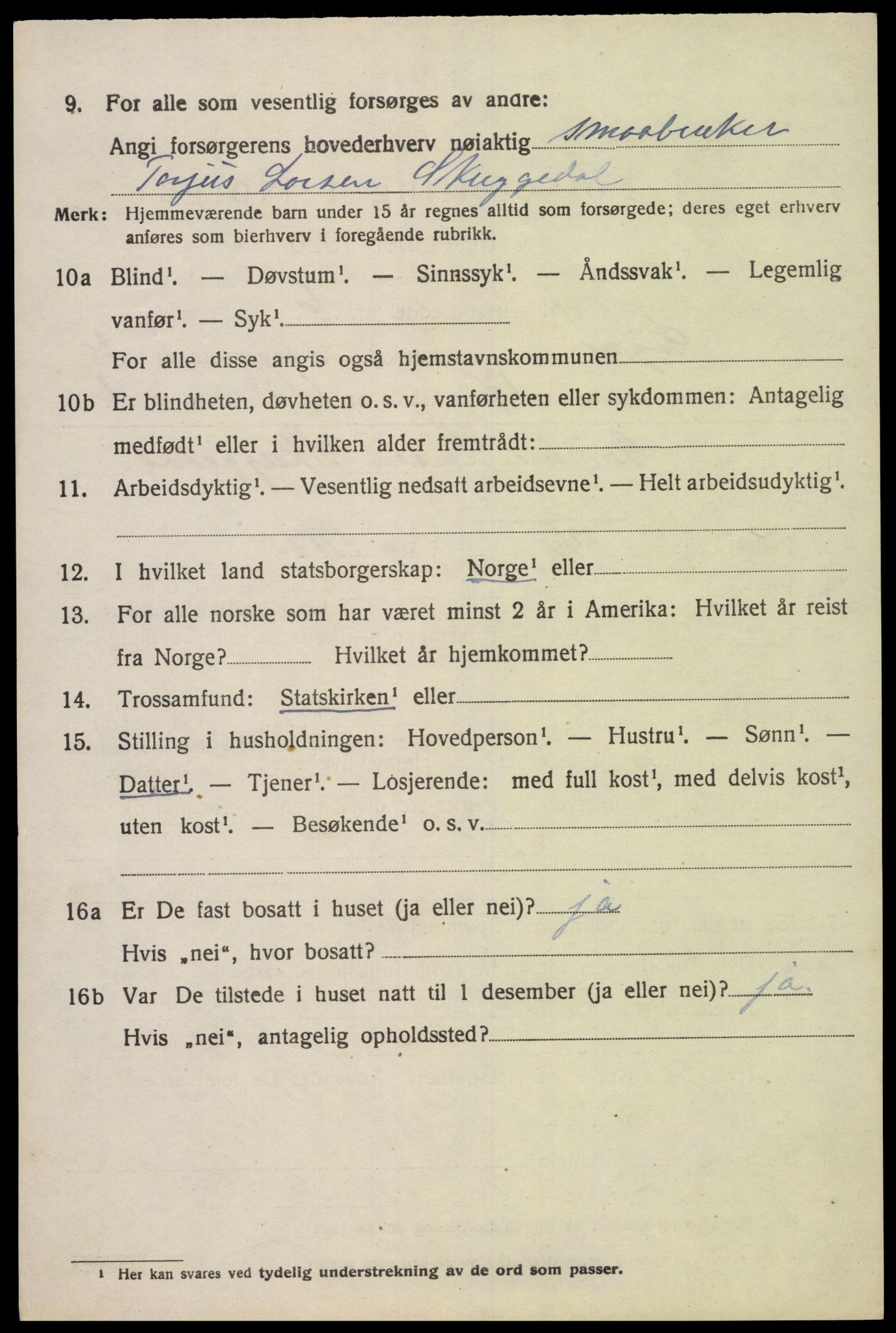 SAK, 1920 census for Søgne, 1920, p. 5594