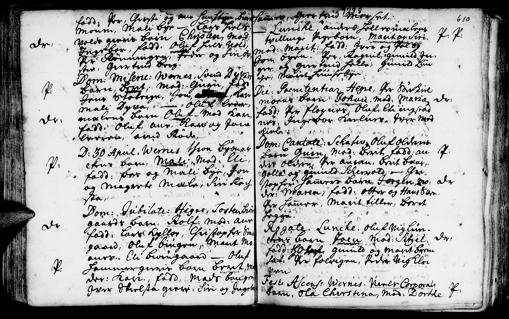 Ministerialprotokoller, klokkerbøker og fødselsregistre - Nord-Trøndelag, AV/SAT-A-1458/709/L0055: Parish register (official) no. 709A03, 1730-1739, p. 609-610