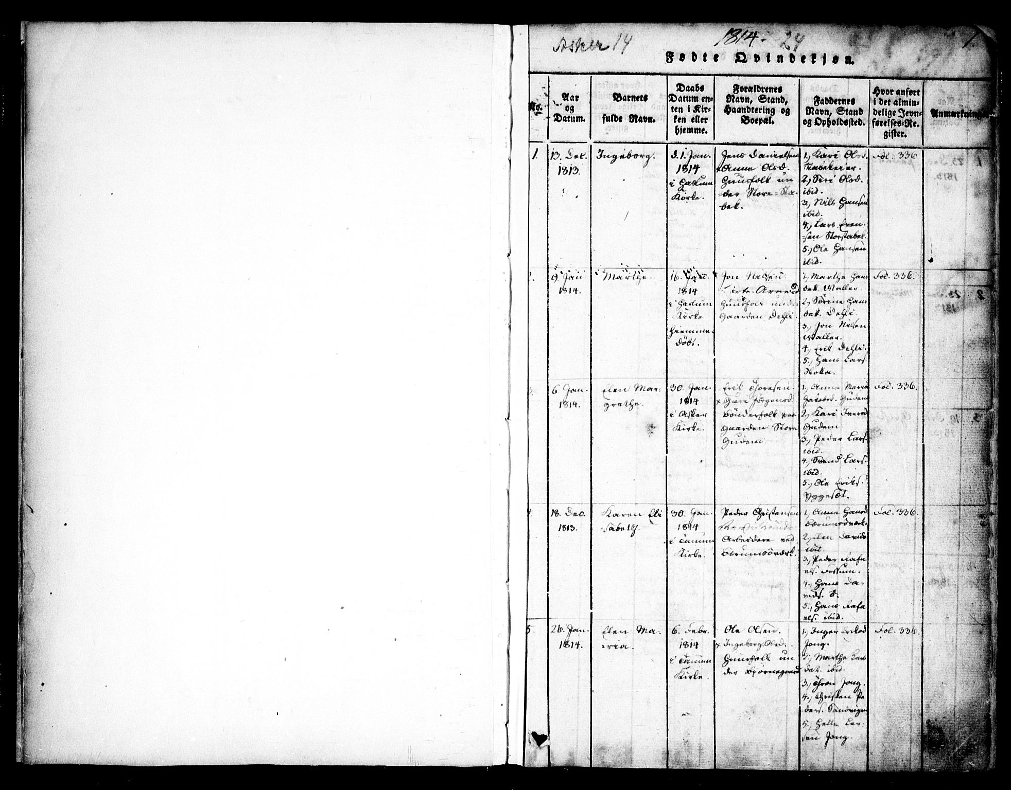 Asker prestekontor Kirkebøker, SAO/A-10256a/F/Fa/L0006: Parish register (official) no. I 6, 1814-1824, p. 1