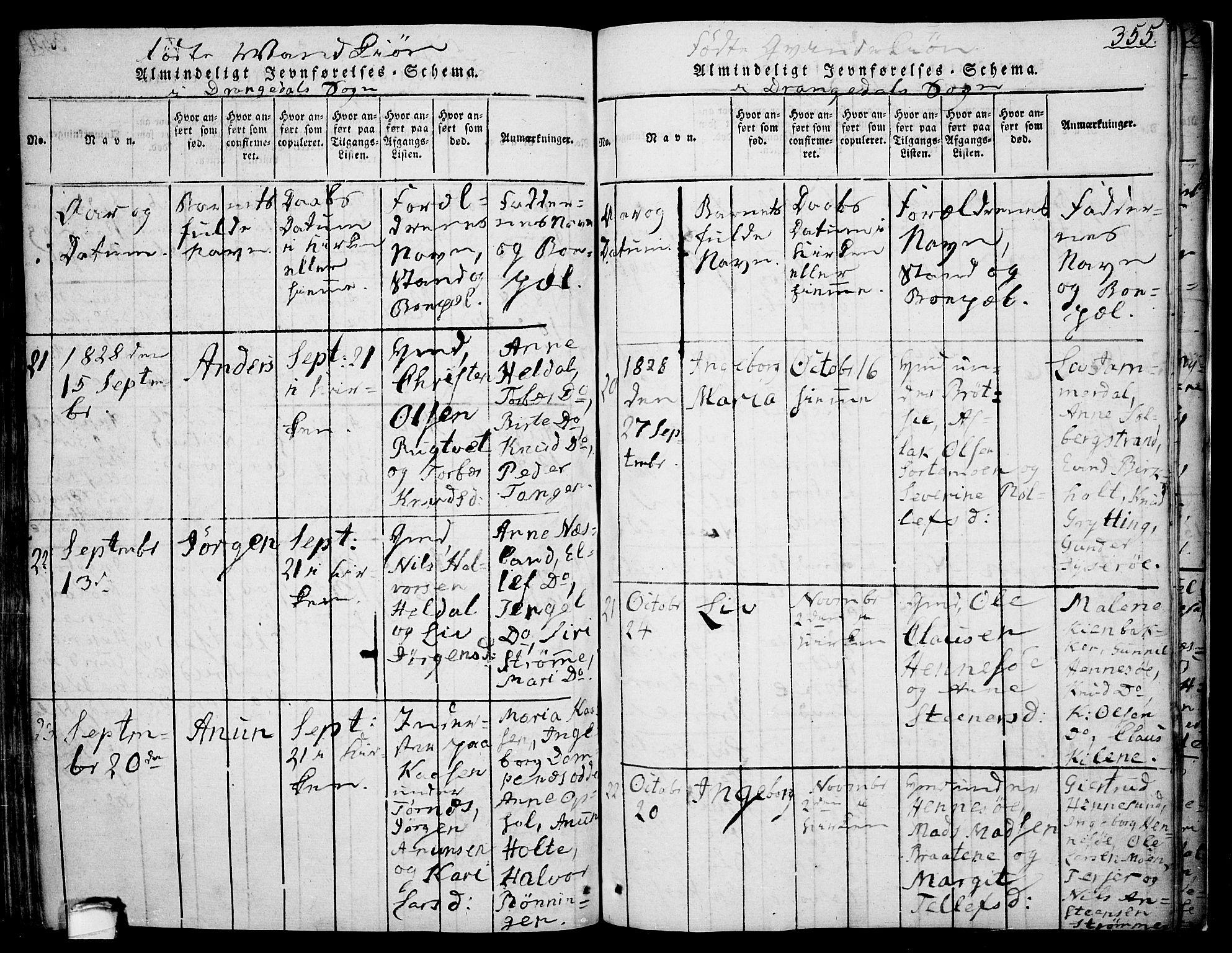 Drangedal kirkebøker, AV/SAKO-A-258/F/Fa/L0005: Parish register (official) no. 5 /1, 1814-1831, p. 355