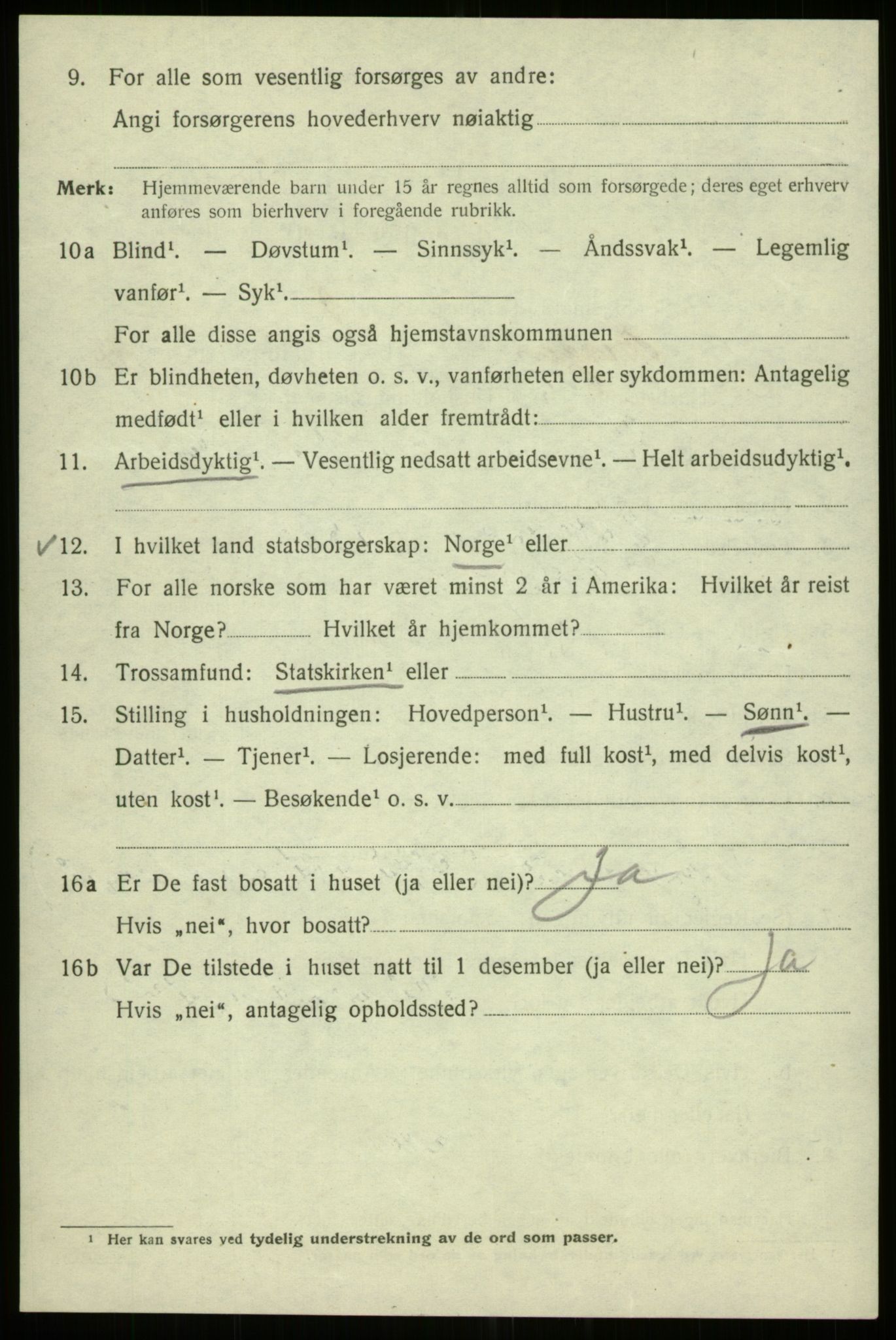 SAB, 1920 census for Bergen, 1920, p. 110404