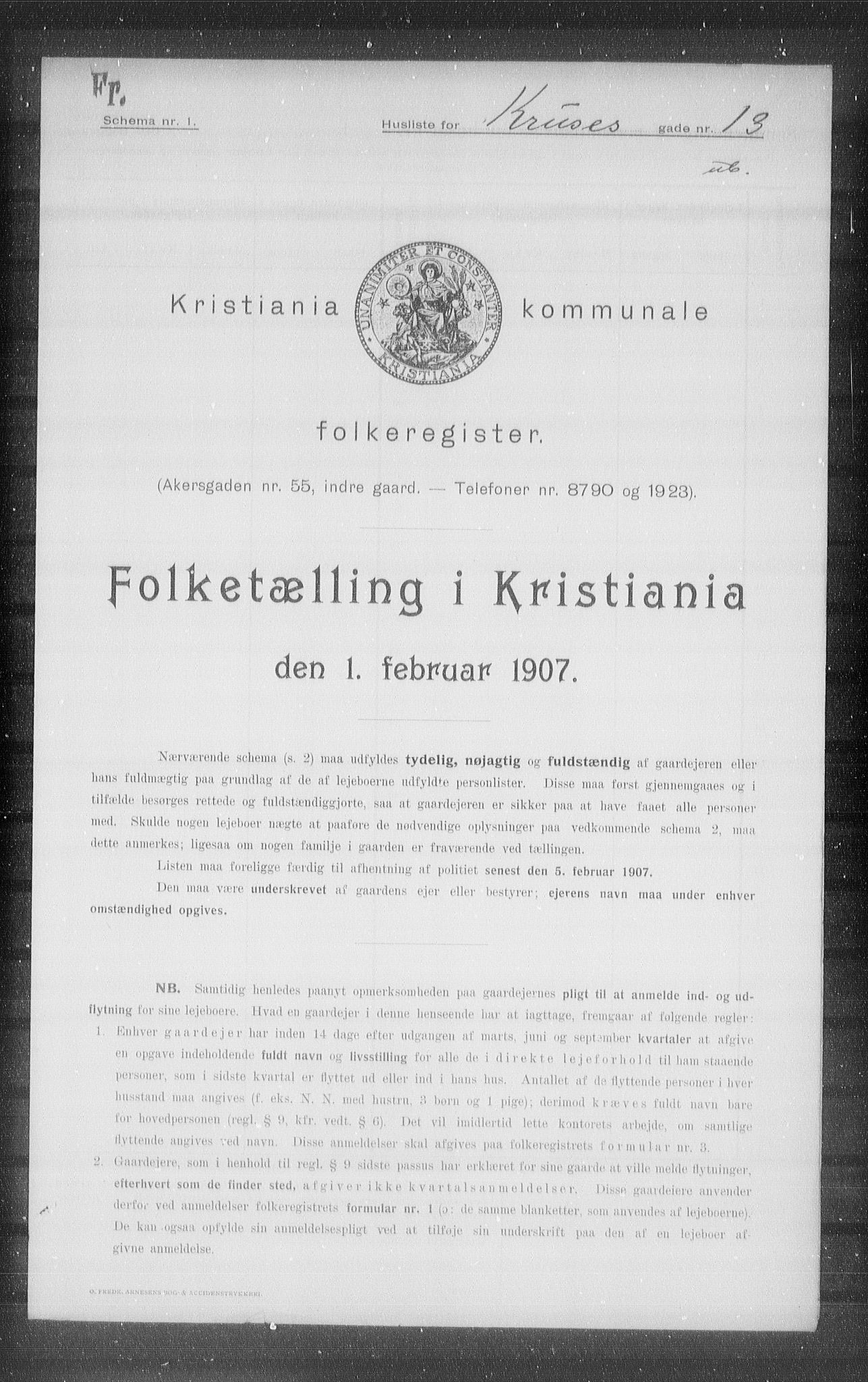 OBA, Municipal Census 1907 for Kristiania, 1907, p. 28085
