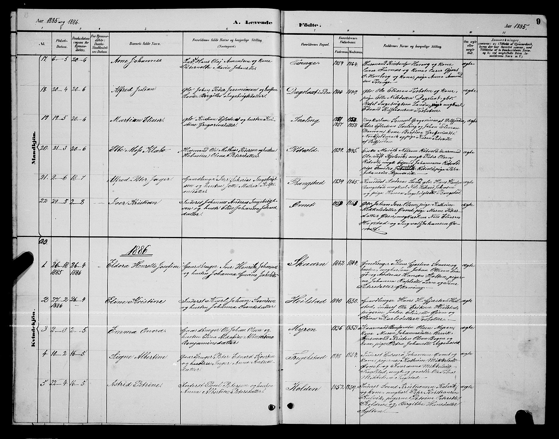 Ministerialprotokoller, klokkerbøker og fødselsregistre - Nordland, SAT/A-1459/810/L0160: Parish register (copy) no. 810C03, 1884-1896, p. 9