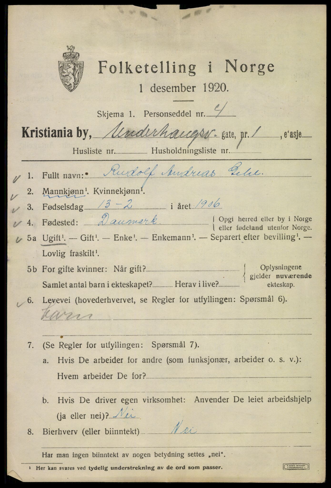 SAO, 1920 census for Kristiania, 1920, p. 617167