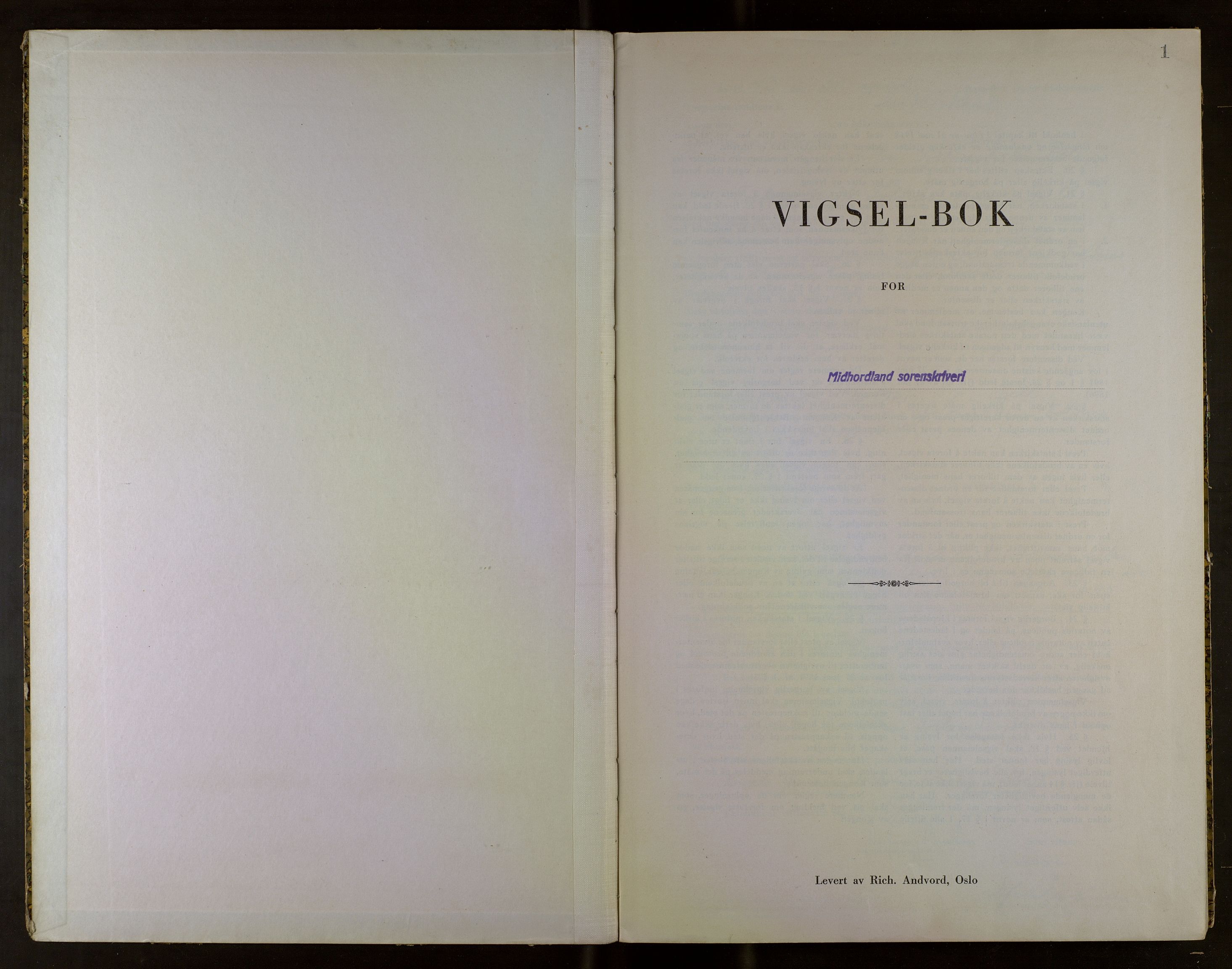 Midhordland sorenskriveri, SAB/A-3001/1/M/Mc/Mca/L0004: Notarialbilag. Vigselbøker, 1943, p. 1