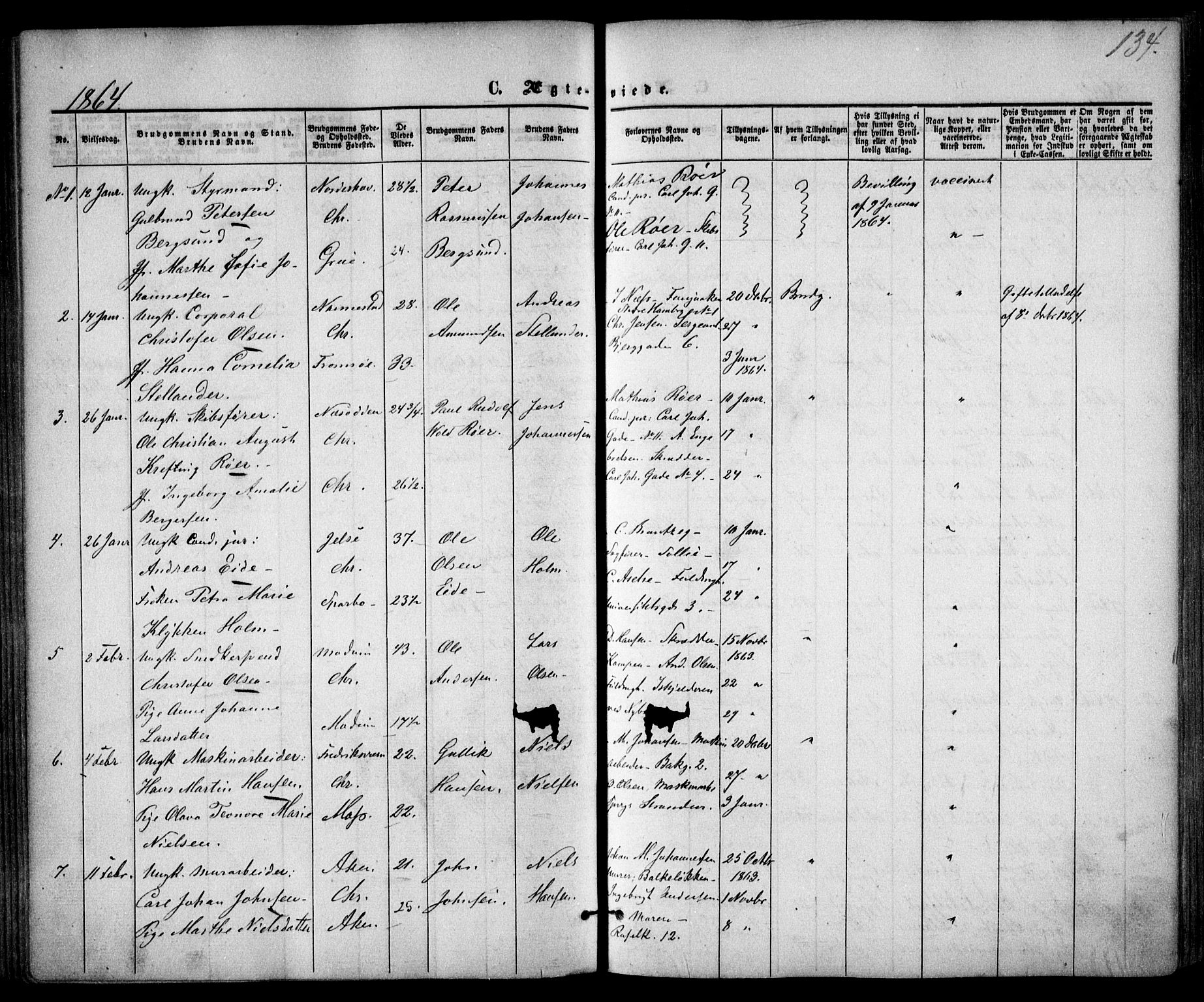 Trefoldighet prestekontor Kirkebøker, SAO/A-10882/F/Fc/L0001: Parish register (official) no. III 1, 1858-1874, p. 134