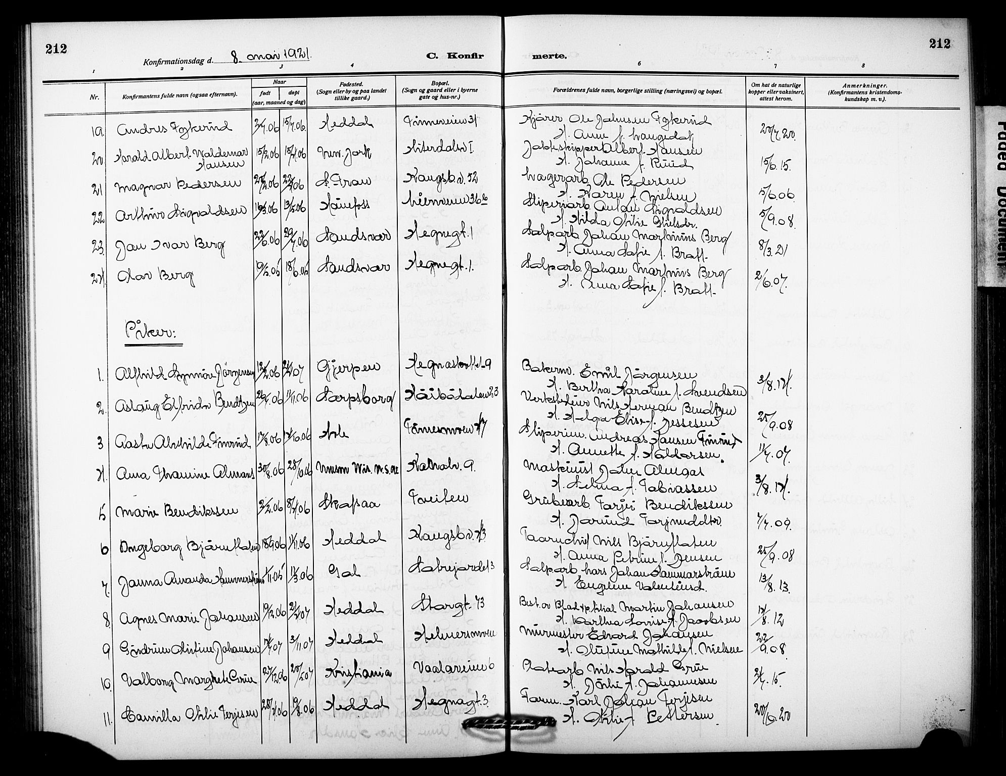 Notodden kirkebøker, SAKO/A-290/G/Ga/L0001: Parish register (copy) no. 1, 1912-1923, p. 212