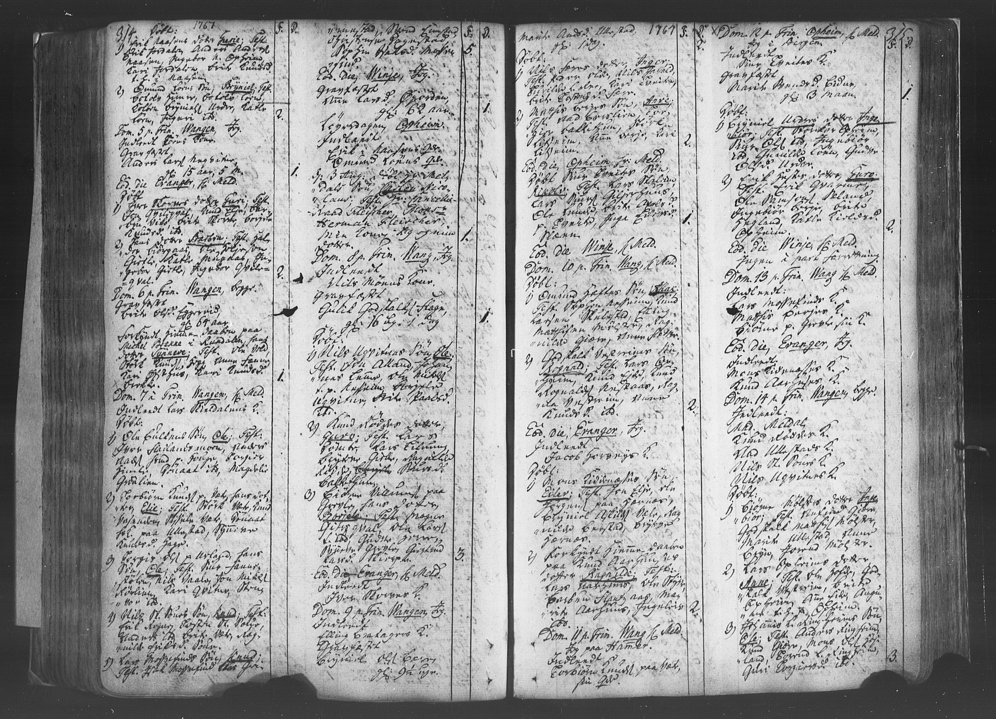 Voss sokneprestembete, SAB/A-79001/H/Haa: Parish register (official) no. A 8, 1752-1780, p. 314-315