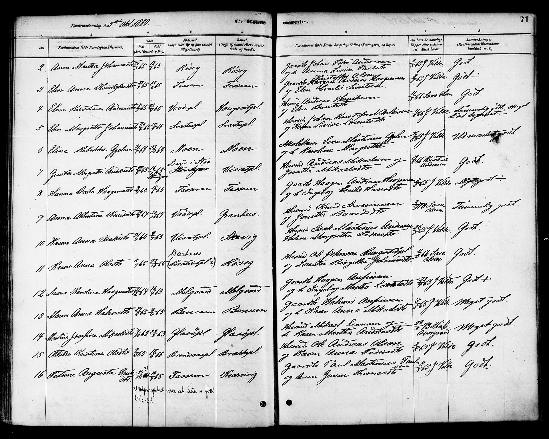 Ministerialprotokoller, klokkerbøker og fødselsregistre - Nord-Trøndelag, SAT/A-1458/741/L0395: Parish register (official) no. 741A09, 1878-1888, p. 71