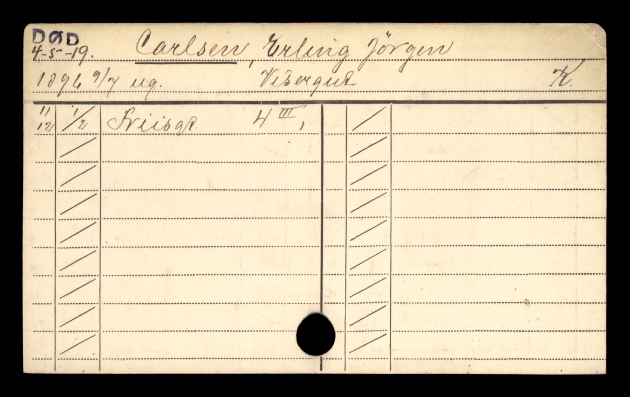 Oslo folkeregister, Registerkort, SAO/A-11715/D/Da/L0047: Menn: Karlsen Erling - Karlsholmen, 1906-1919
