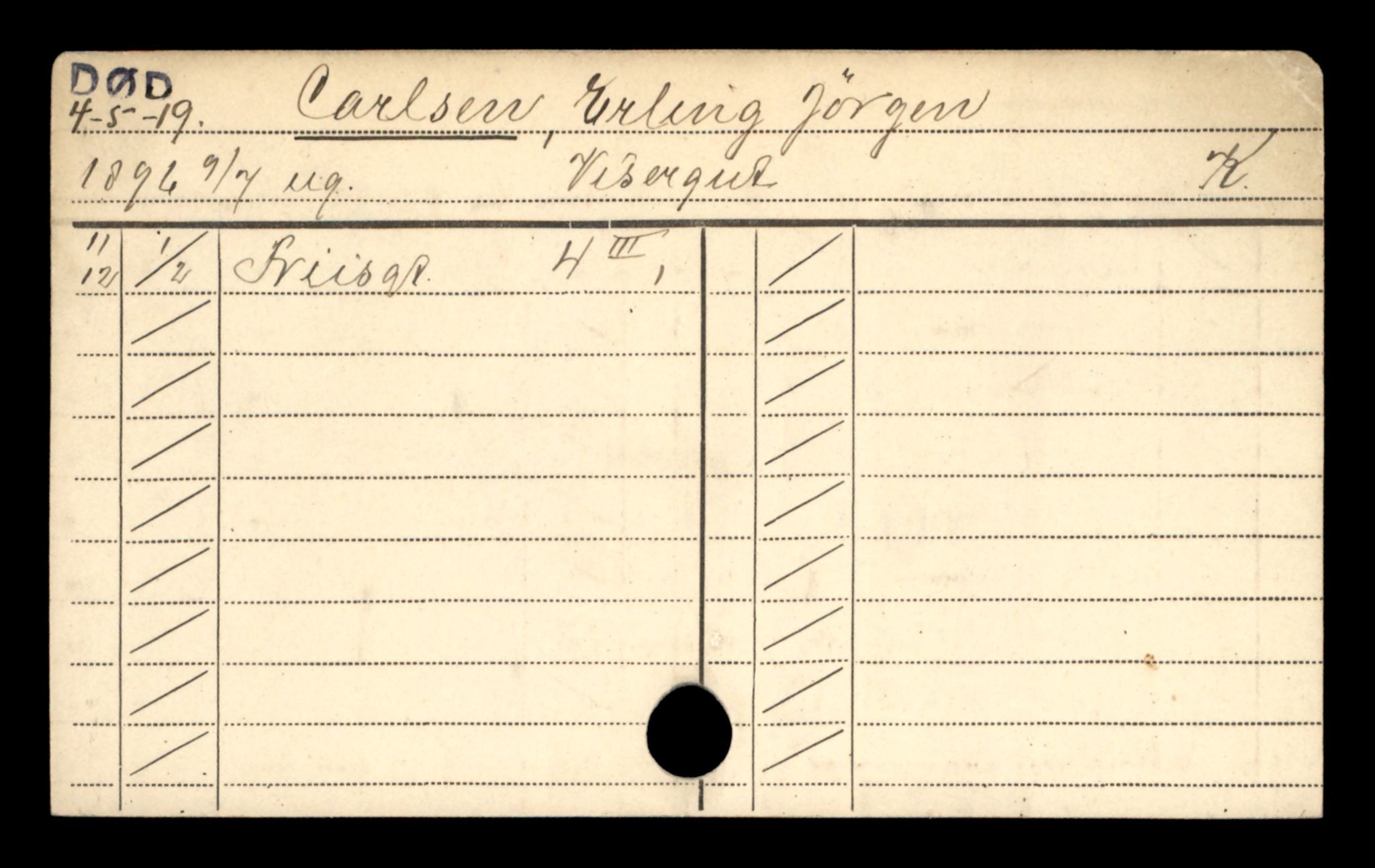 Oslo folkeregister, Registerkort, AV/SAO-A-11715/D/Da/L0047: Menn: Karlsen Erling - Karlsholmen, 1906-1919