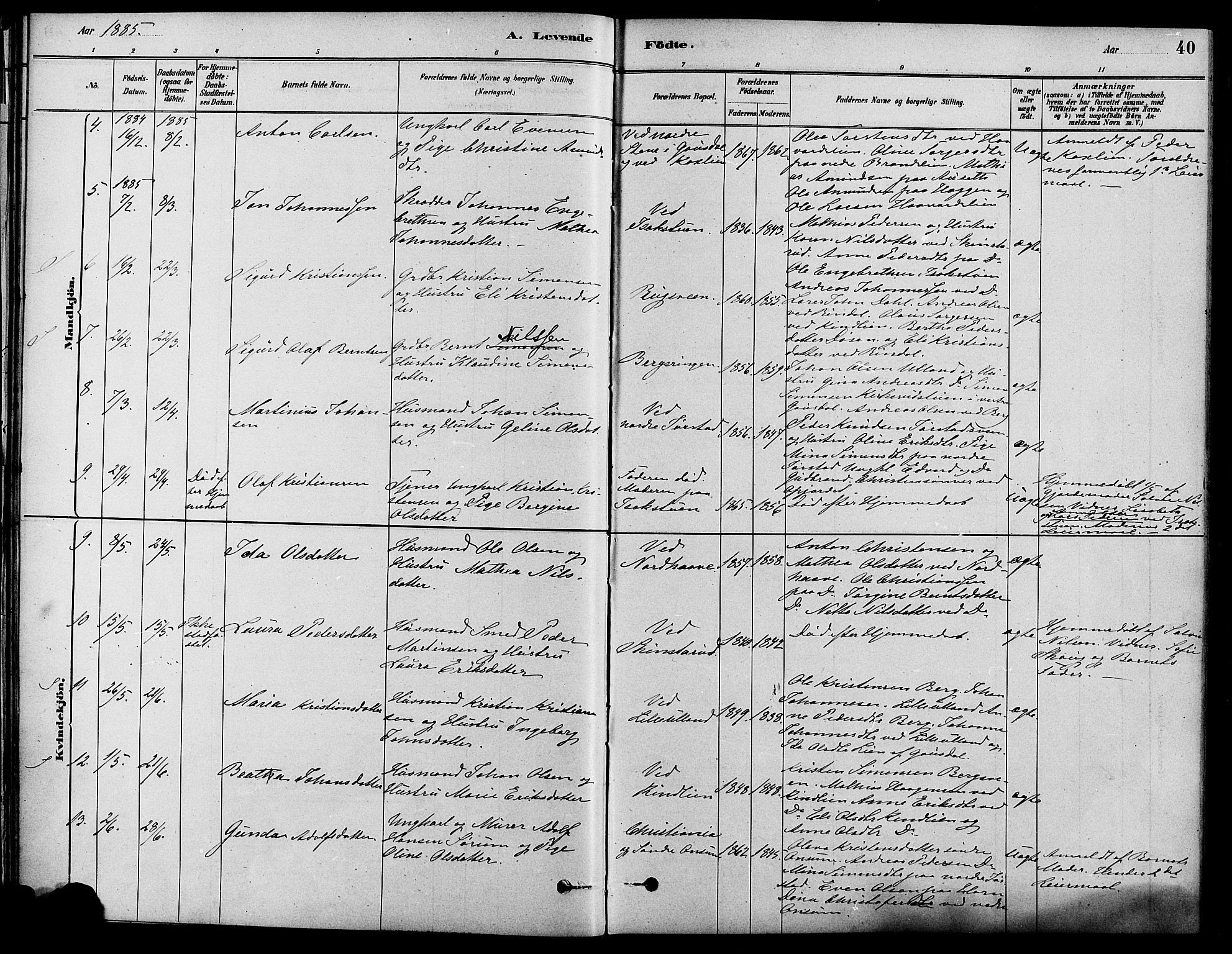 Fåberg prestekontor, SAH/PREST-086/H/Ha/Haa/L0008: Parish register (official) no. 8, 1879-1898, p. 40