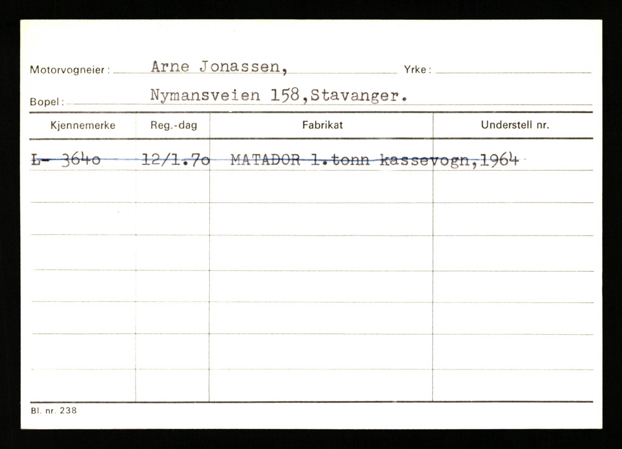 Stavanger trafikkstasjon, SAST/A-101942/0/H/L0019: Jonassen - Kersbergen, 1930-1971, p. 23