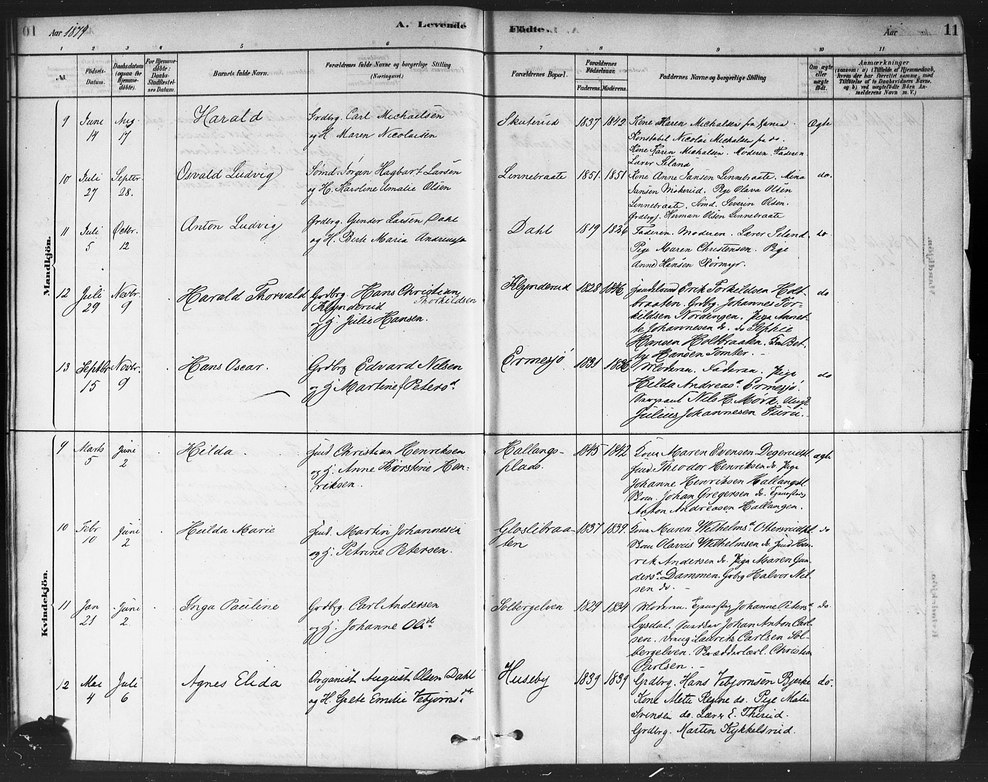 Drøbak prestekontor Kirkebøker, SAO/A-10142a/F/Fc/L0002: Parish register (official) no. III 2, 1878-1891, p. 11