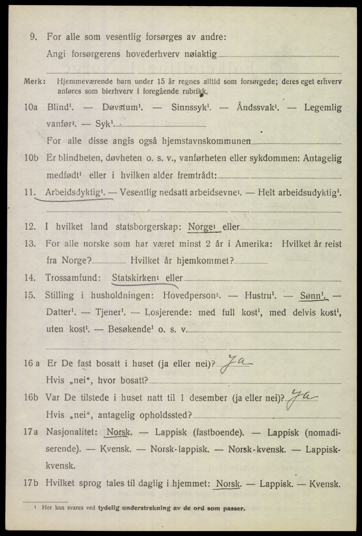 SAT, 1920 census for Evenes, 1920, p. 1741