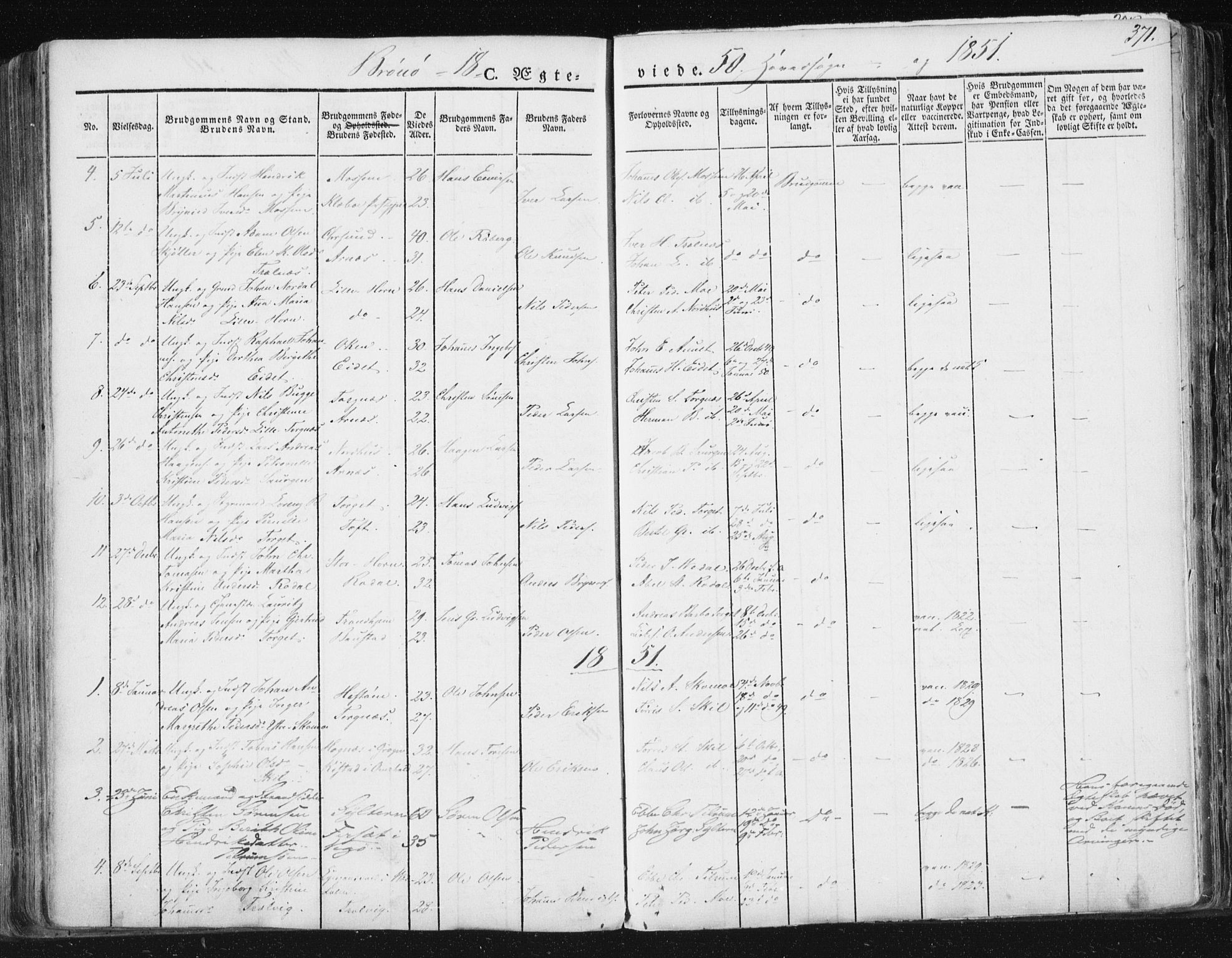 Ministerialprotokoller, klokkerbøker og fødselsregistre - Nordland, SAT/A-1459/813/L0198: Parish register (official) no. 813A08, 1834-1874, p. 371