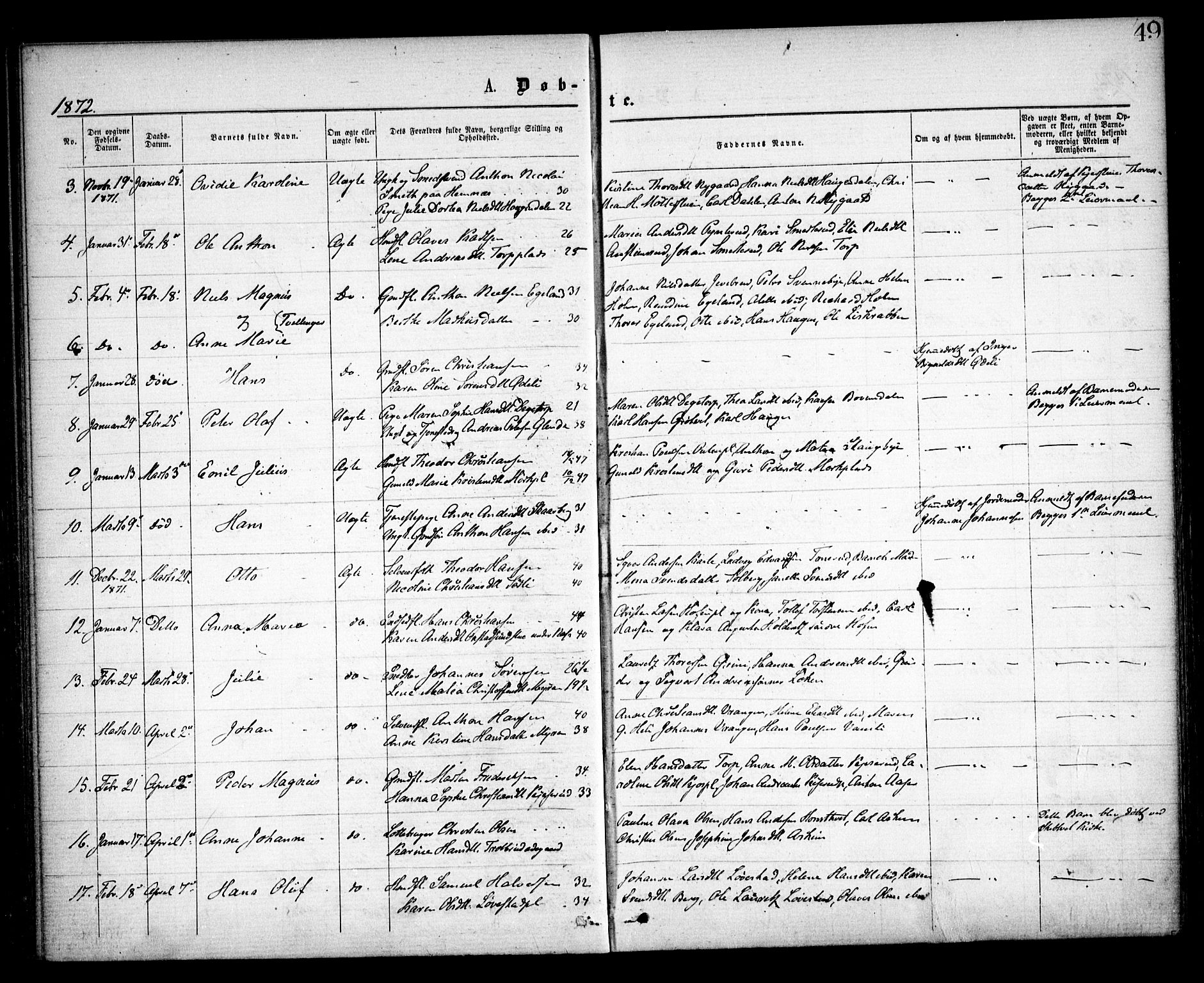 Spydeberg prestekontor Kirkebøker, AV/SAO-A-10924/F/Fa/L0006: Parish register (official) no. I 6, 1863-1874, p. 49