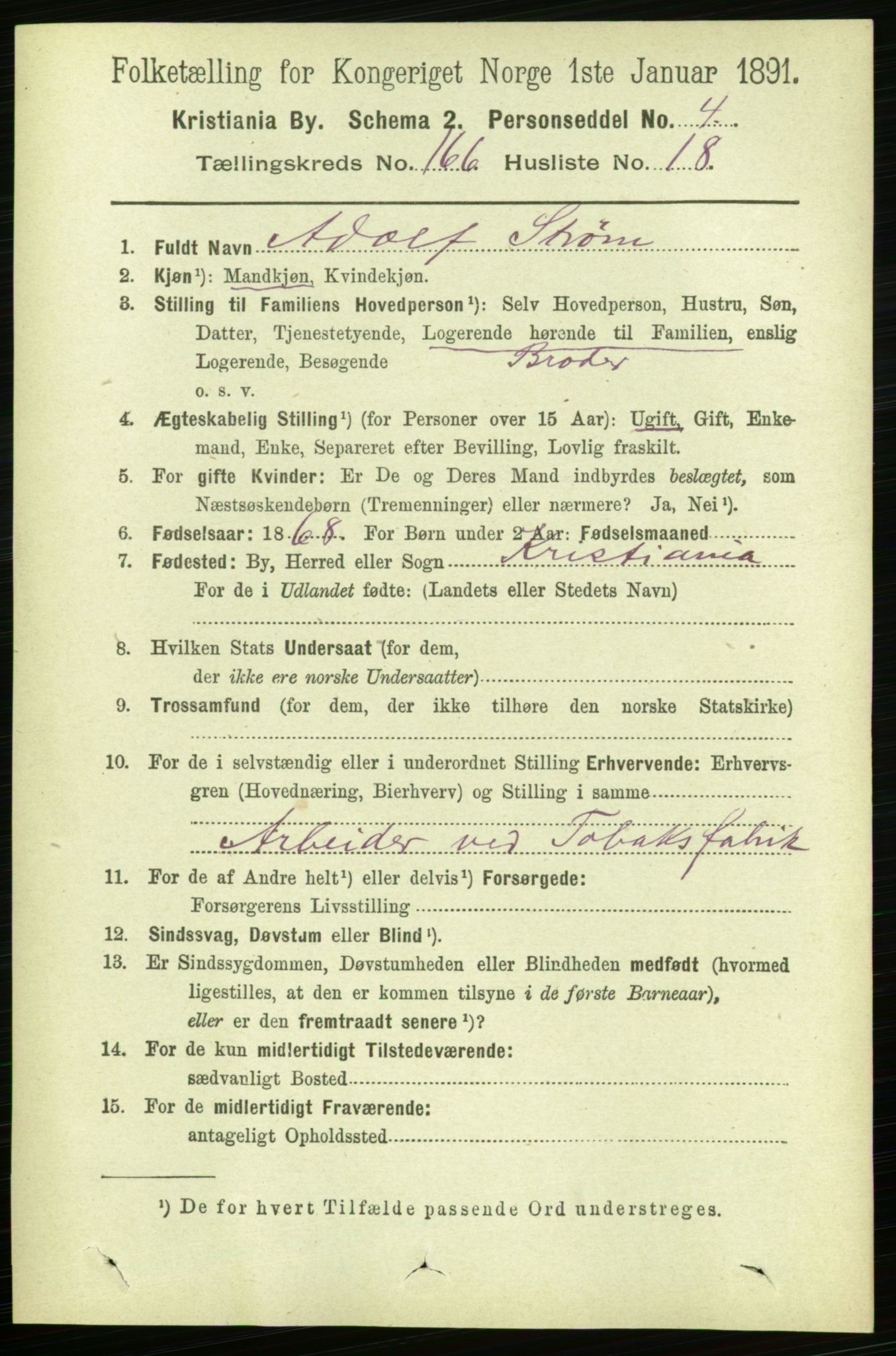 RA, 1891 census for 0301 Kristiania, 1891, p. 97014