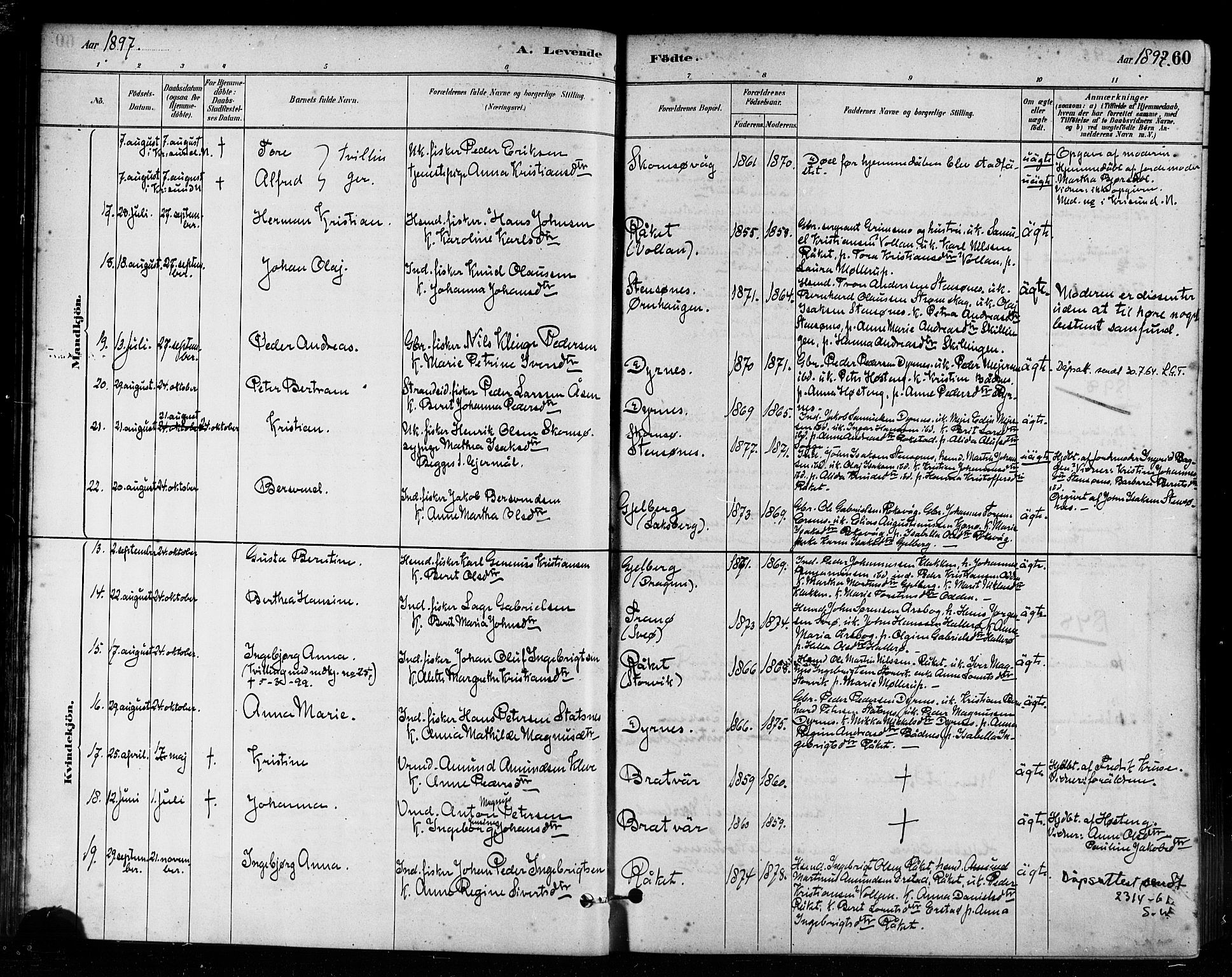 Ministerialprotokoller, klokkerbøker og fødselsregistre - Møre og Romsdal, AV/SAT-A-1454/582/L0947: Parish register (official) no. 582A01, 1880-1900, p. 60