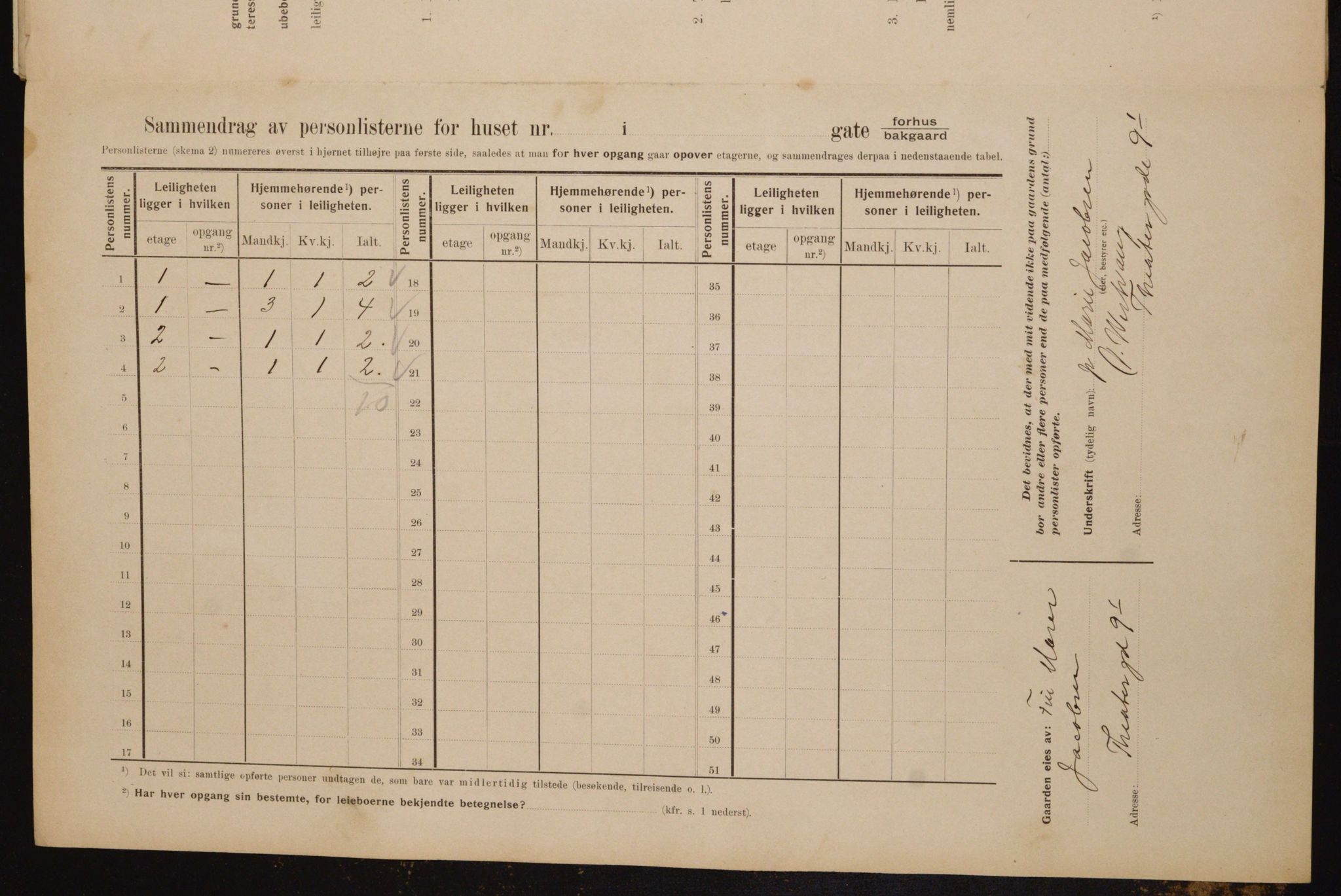 OBA, Municipal Census 1910 for Kristiania, 1910, p. 45829