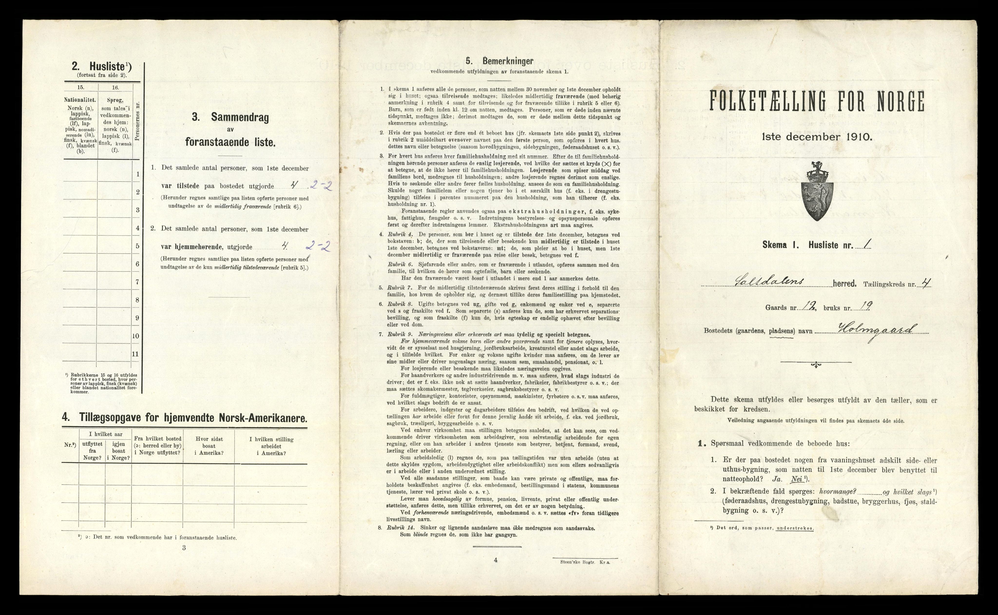 RA, 1910 census for Saltdal, 1910, p. 587