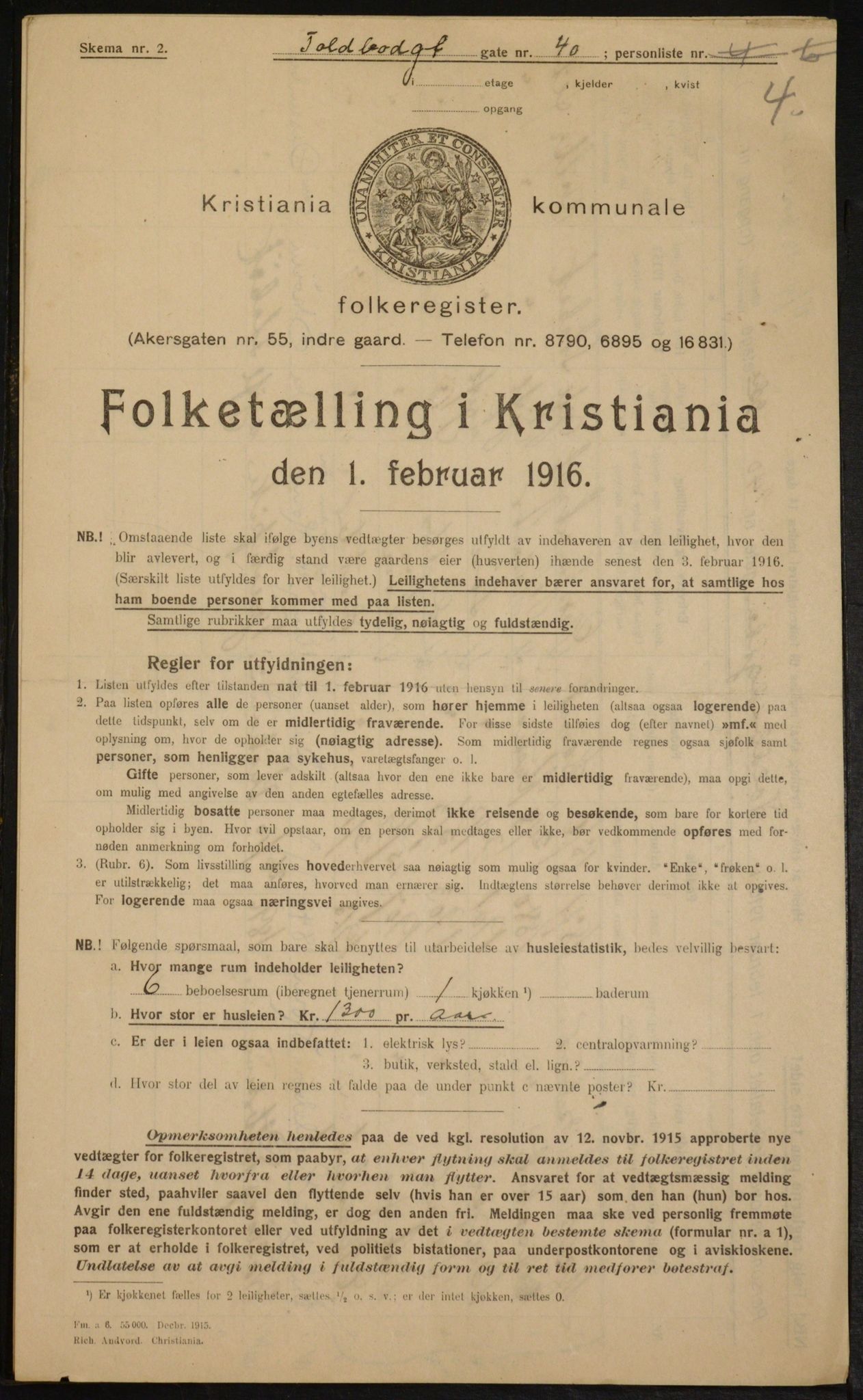 OBA, Municipal Census 1916 for Kristiania, 1916, p. 116619