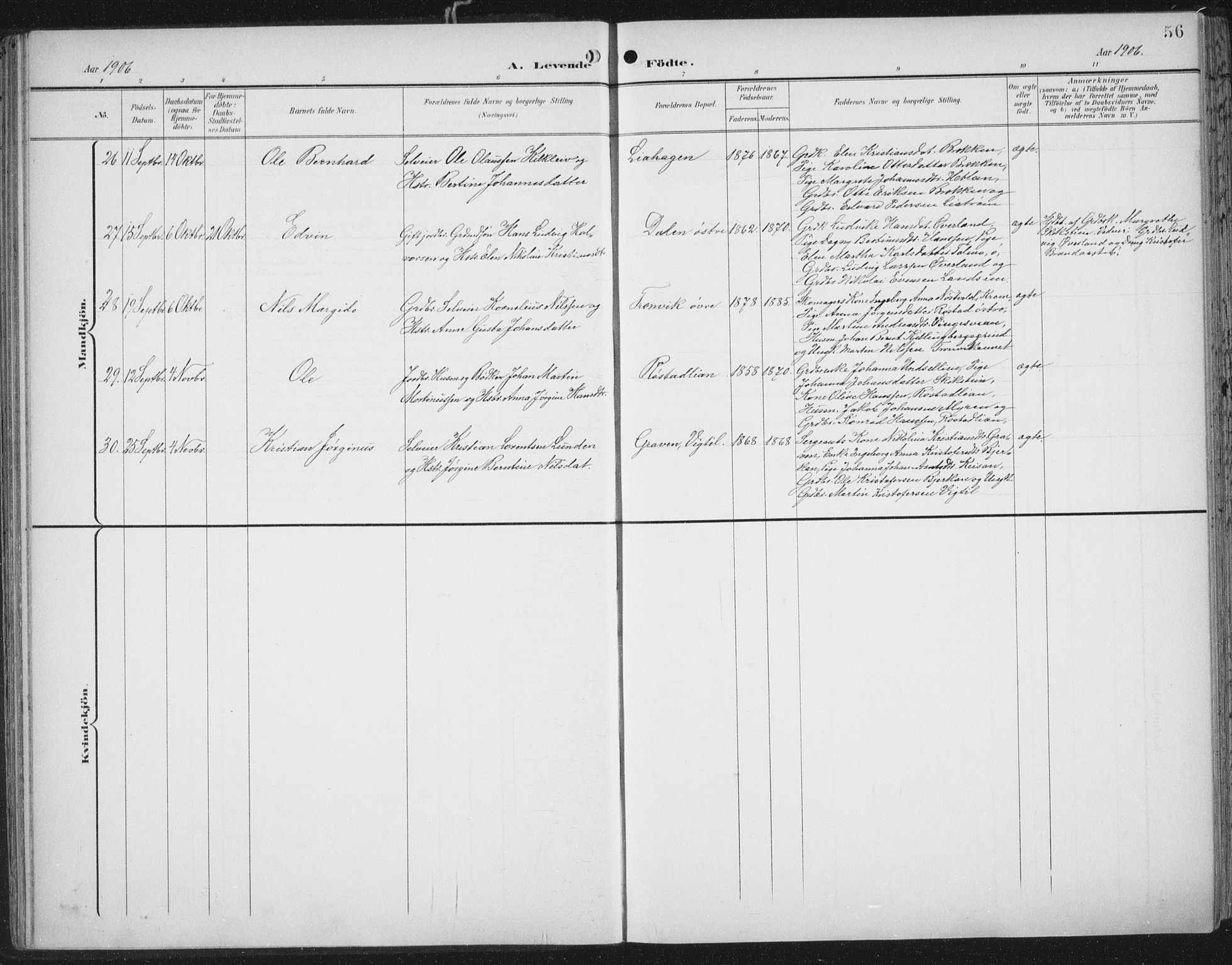 Ministerialprotokoller, klokkerbøker og fødselsregistre - Nord-Trøndelag, SAT/A-1458/701/L0011: Parish register (official) no. 701A11, 1899-1915, p. 56