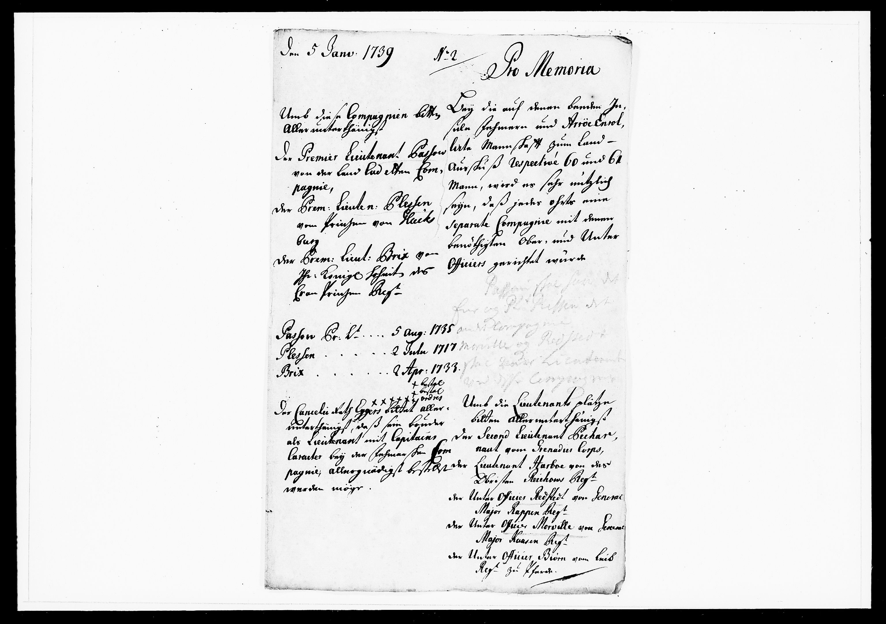 Krigskollegiet, Krigskancelliet, DRA/A-0006/-/1151-1156: Refererede sager, 1739, p. 8