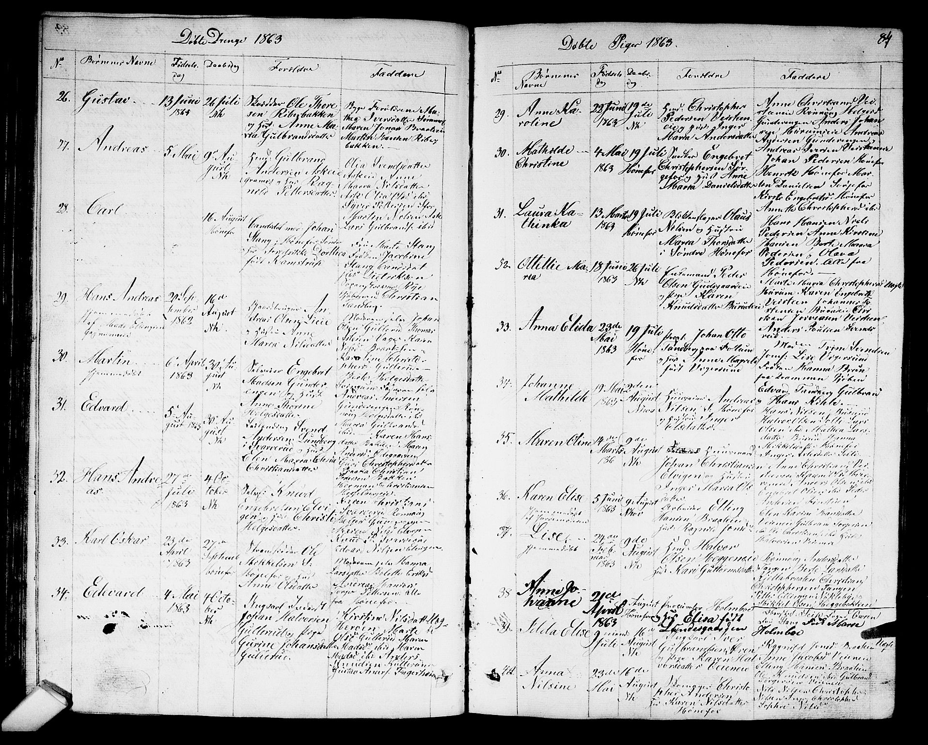 Norderhov kirkebøker, AV/SAKO-A-237/G/Ga/L0006: Parish register (copy) no. I 6, 1849-1876, p. 84