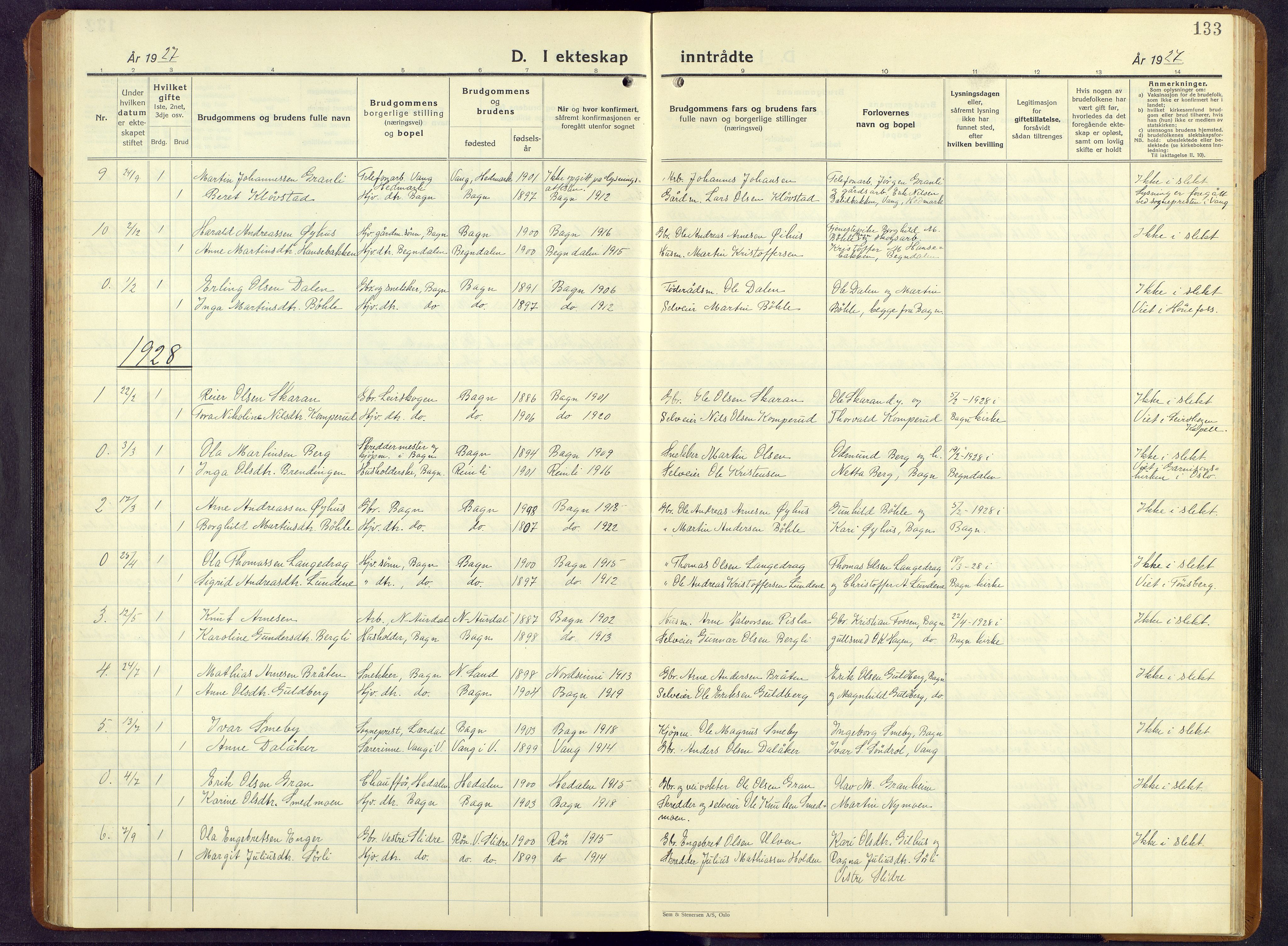 Sør-Aurdal prestekontor, SAH/PREST-128/H/Ha/Hab/L0011: Parish register (copy) no. 11, 1922-1950, p. 133