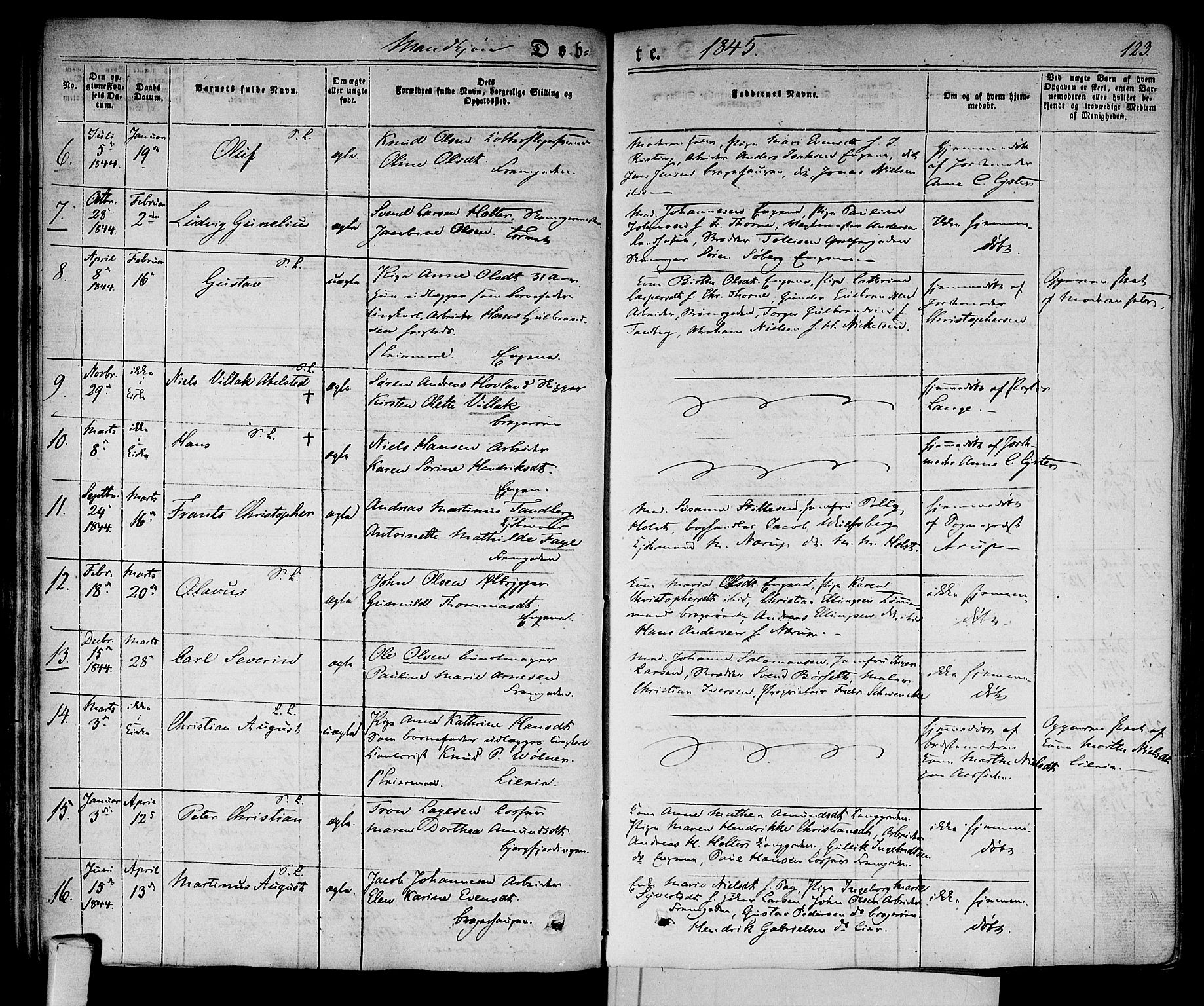 Bragernes kirkebøker, AV/SAKO-A-6/F/Fb/L0001: Parish register (official) no. II 1, 1830-1847, p. 123