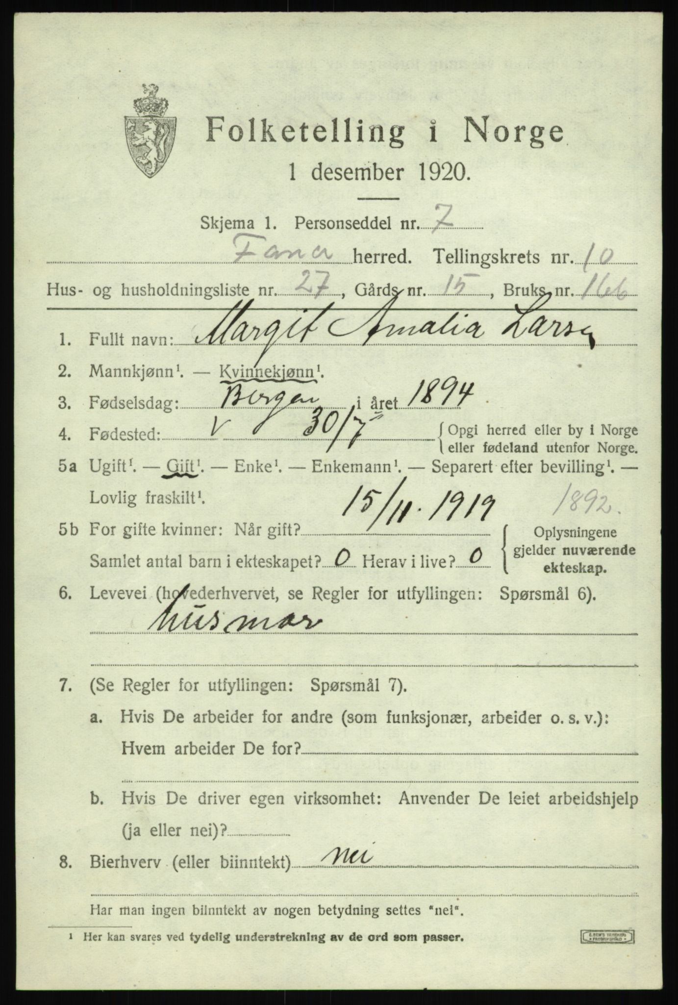 SAB, 1920 census for Fana, 1920, p. 17047