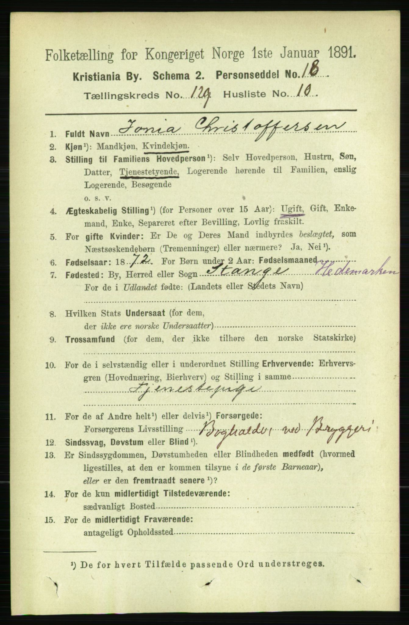 RA, 1891 census for 0301 Kristiania, 1891, p. 69454