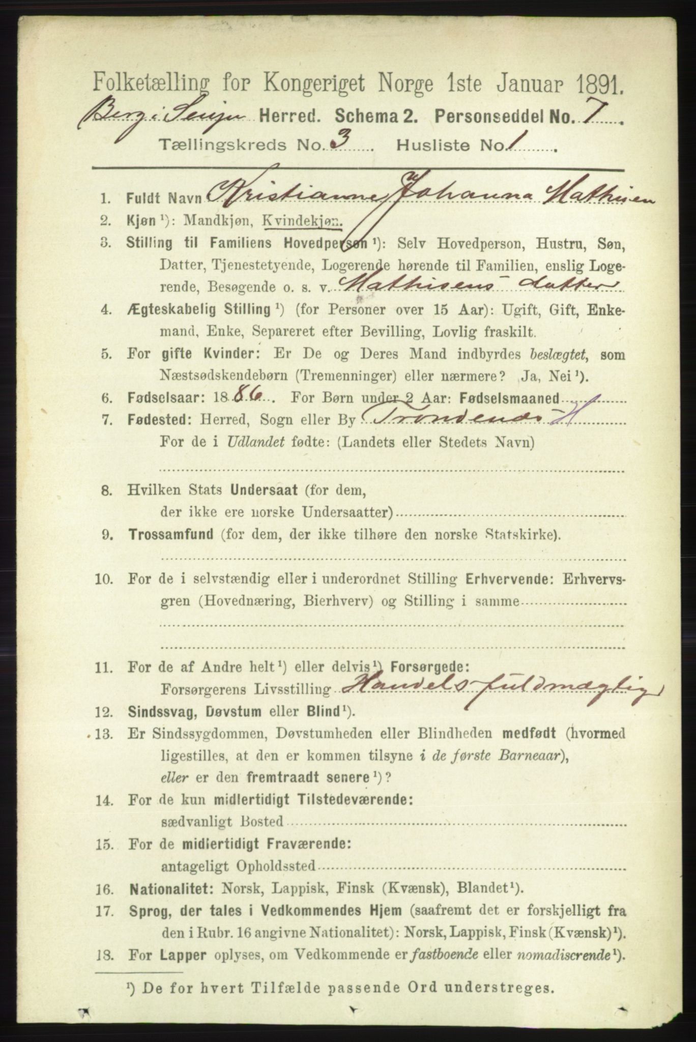 RA, 1891 census for 1929 Berg, 1891, p. 1027