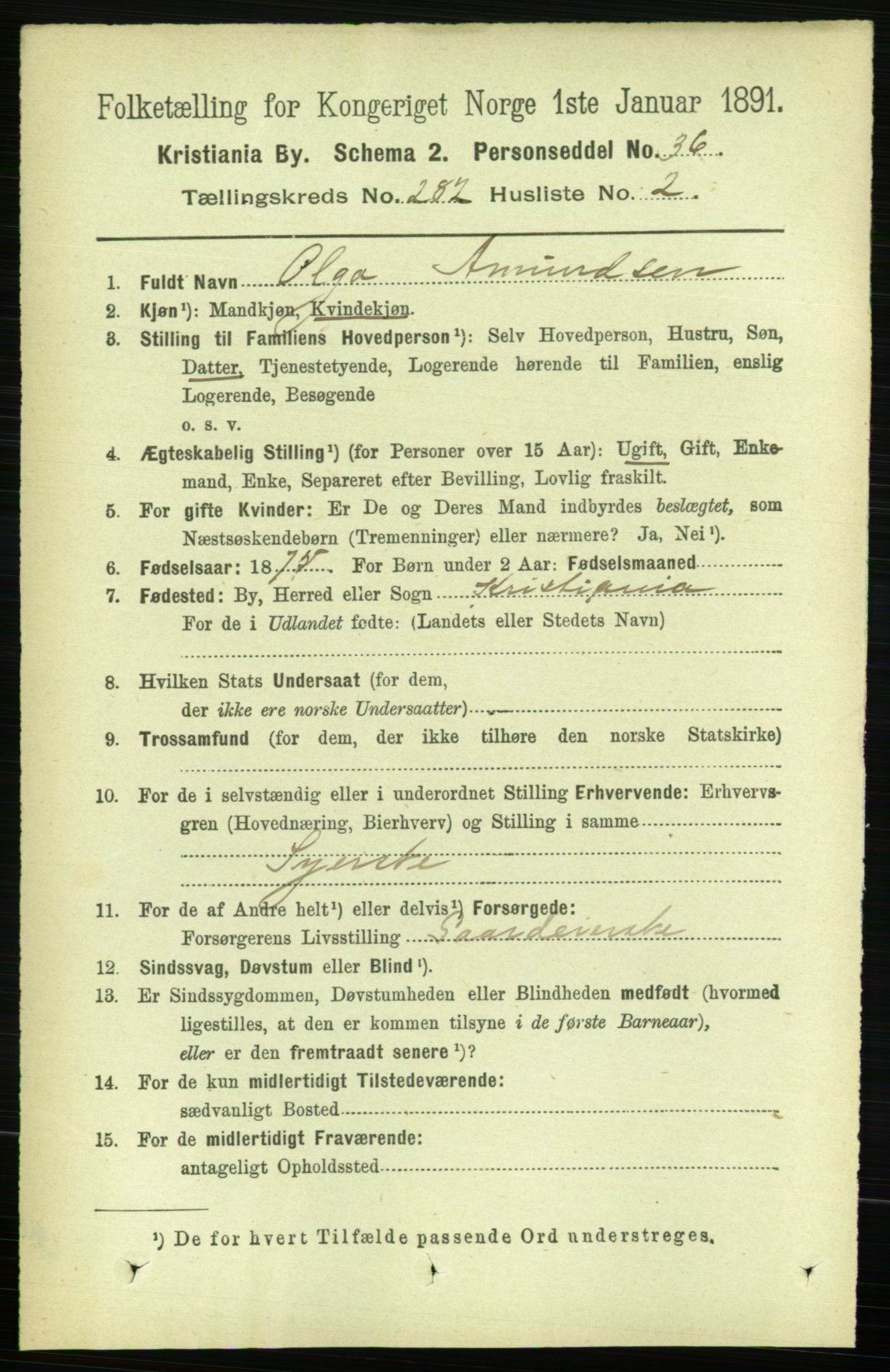 RA, 1891 census for 0301 Kristiania, 1891, p. 171569