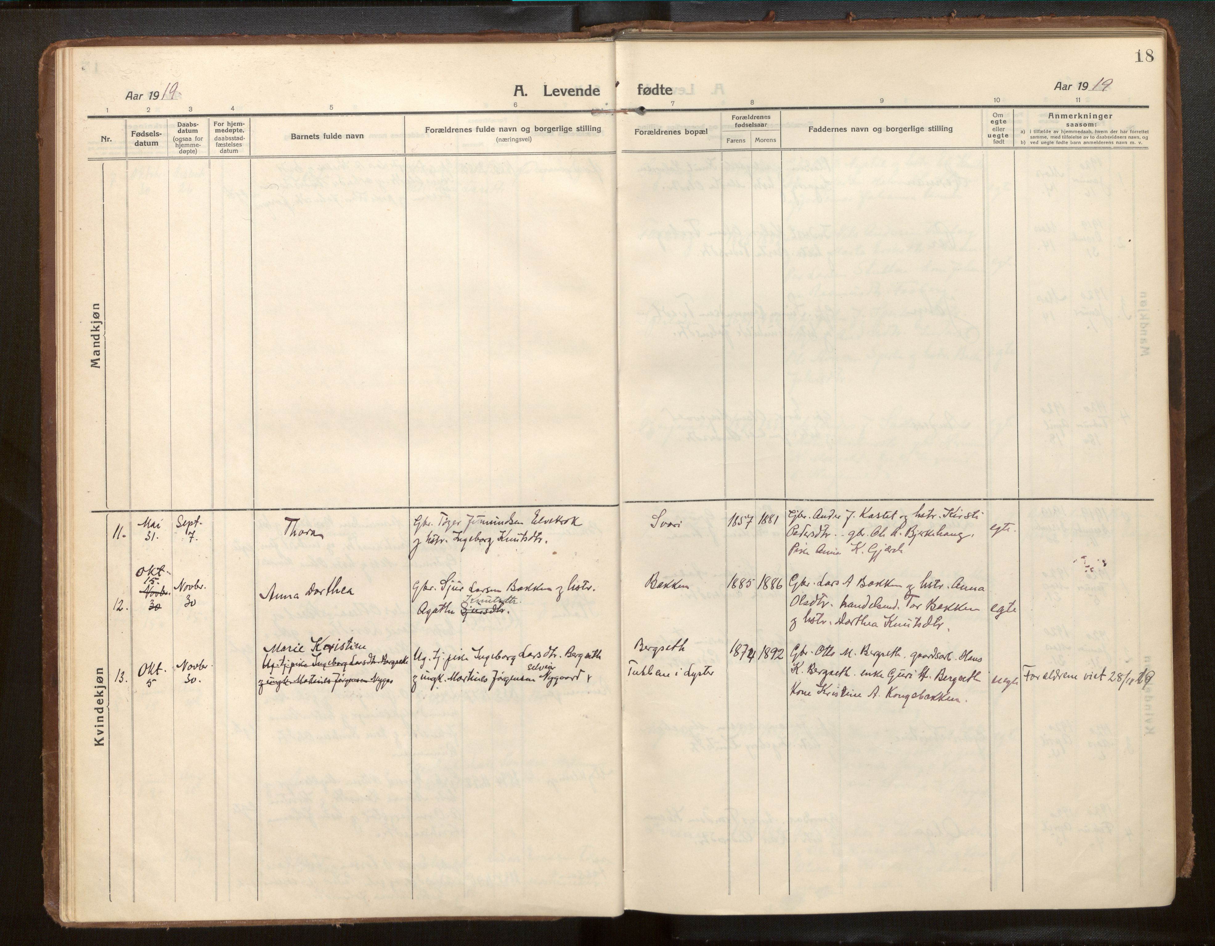 Jostedal sokneprestembete, SAB/A-80601/H/Haa/Haab/L0002: Parish register (official) no. B 2, 1915-1931, p. 18