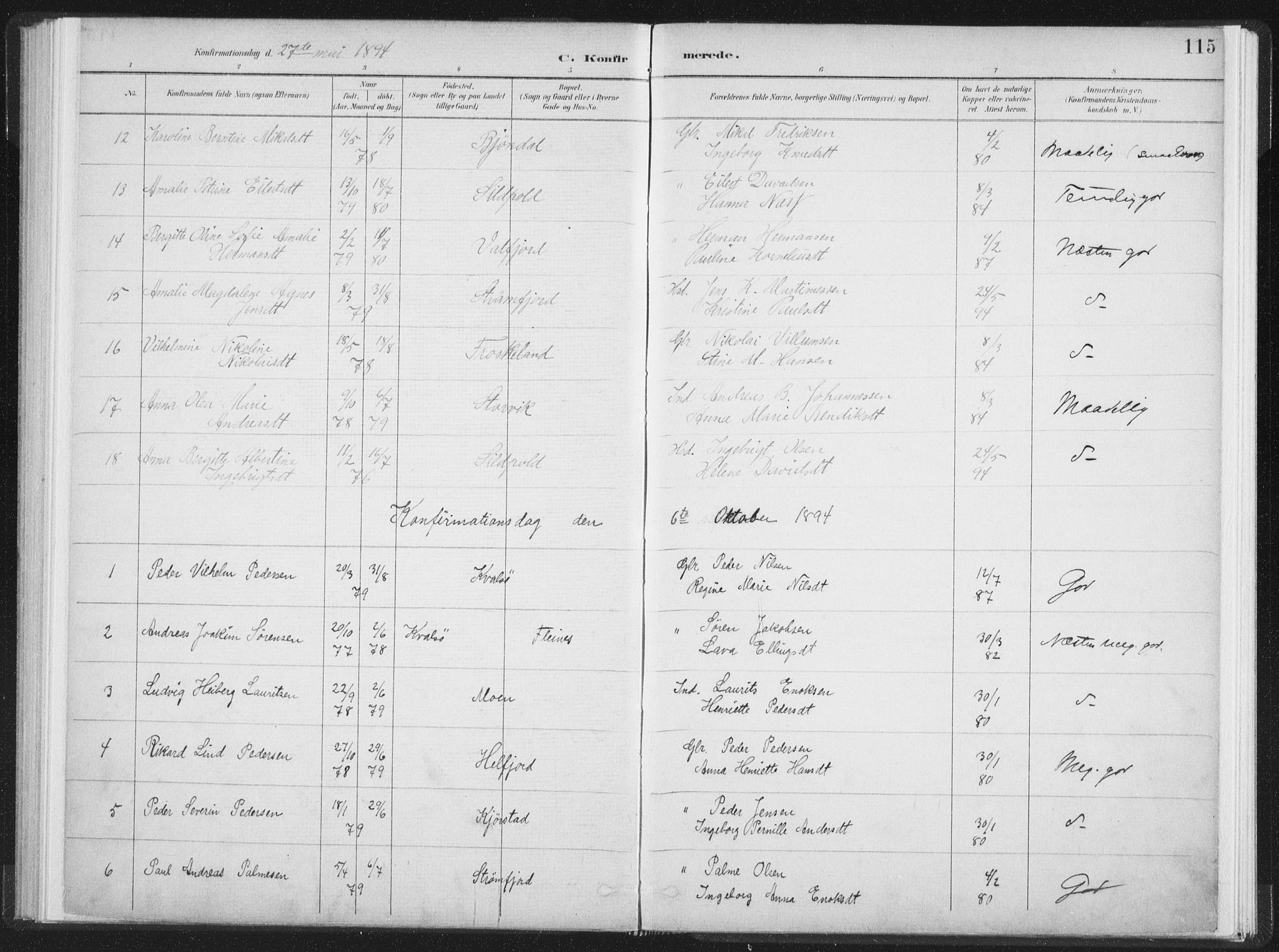 Ministerialprotokoller, klokkerbøker og fødselsregistre - Nordland, SAT/A-1459/890/L1286: Parish register (official) no. 890A01, 1882-1902, p. 115