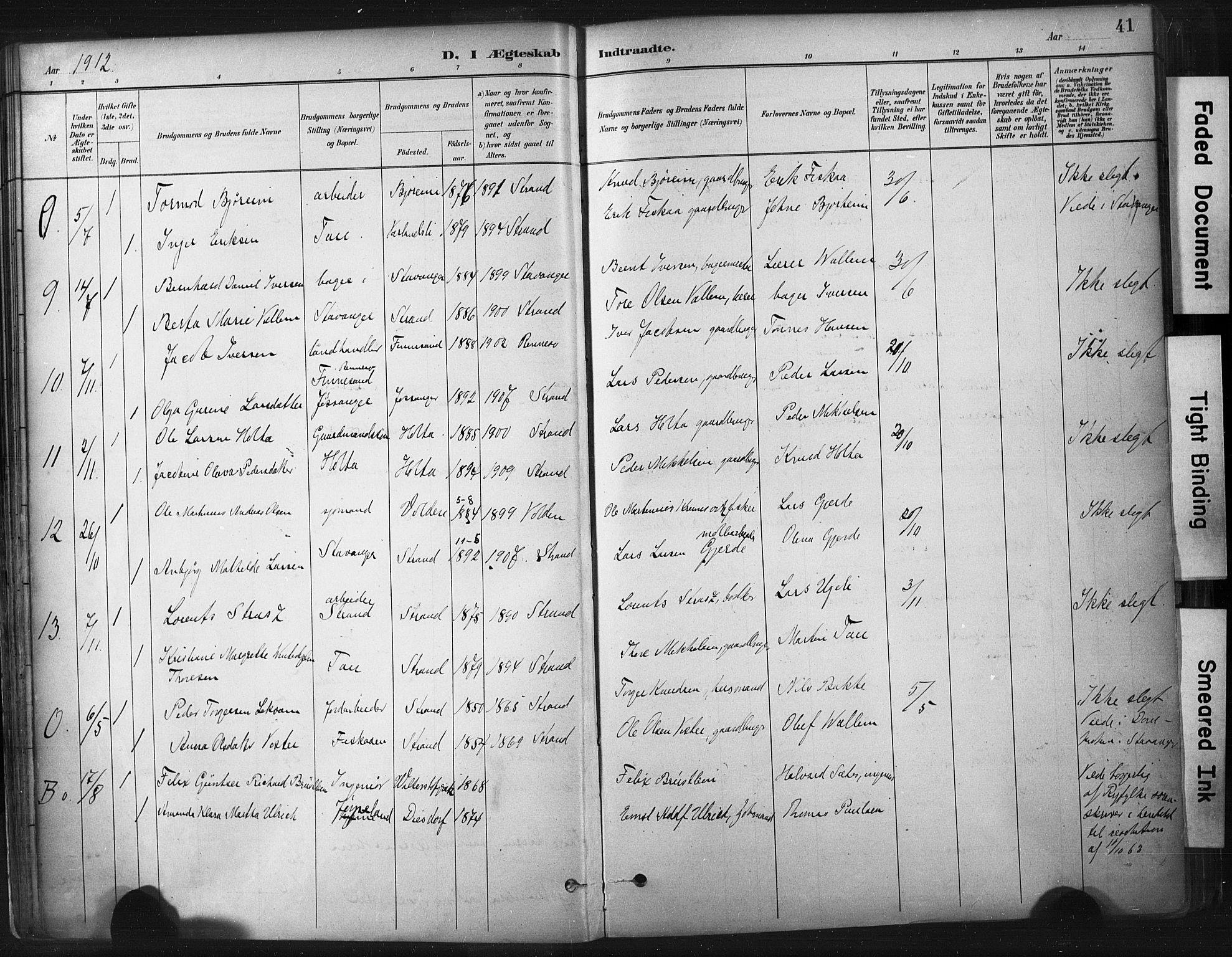 Strand sokneprestkontor, AV/SAST-A-101828/H/Ha/Haa/L0010: Parish register (official) no. A 10, 1882-1929, p. 41