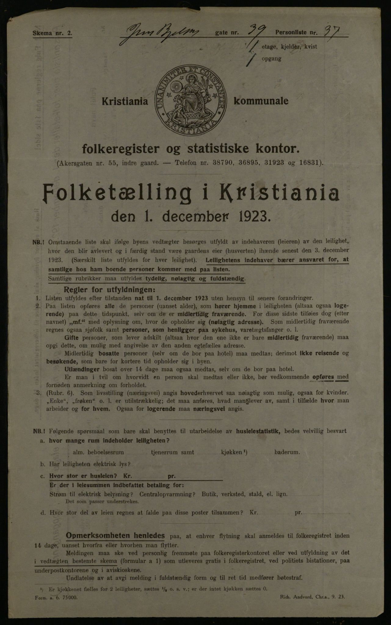 OBA, Municipal Census 1923 for Kristiania, 1923, p. 51894