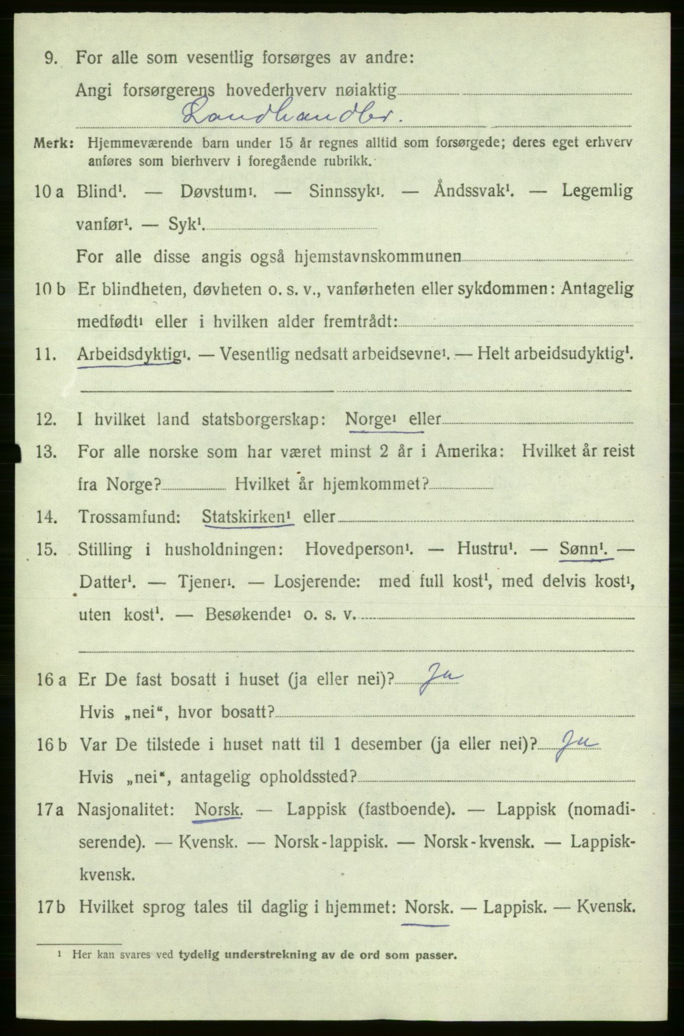 SATØ, 1920 census for Lebesby, 1920, p. 1622