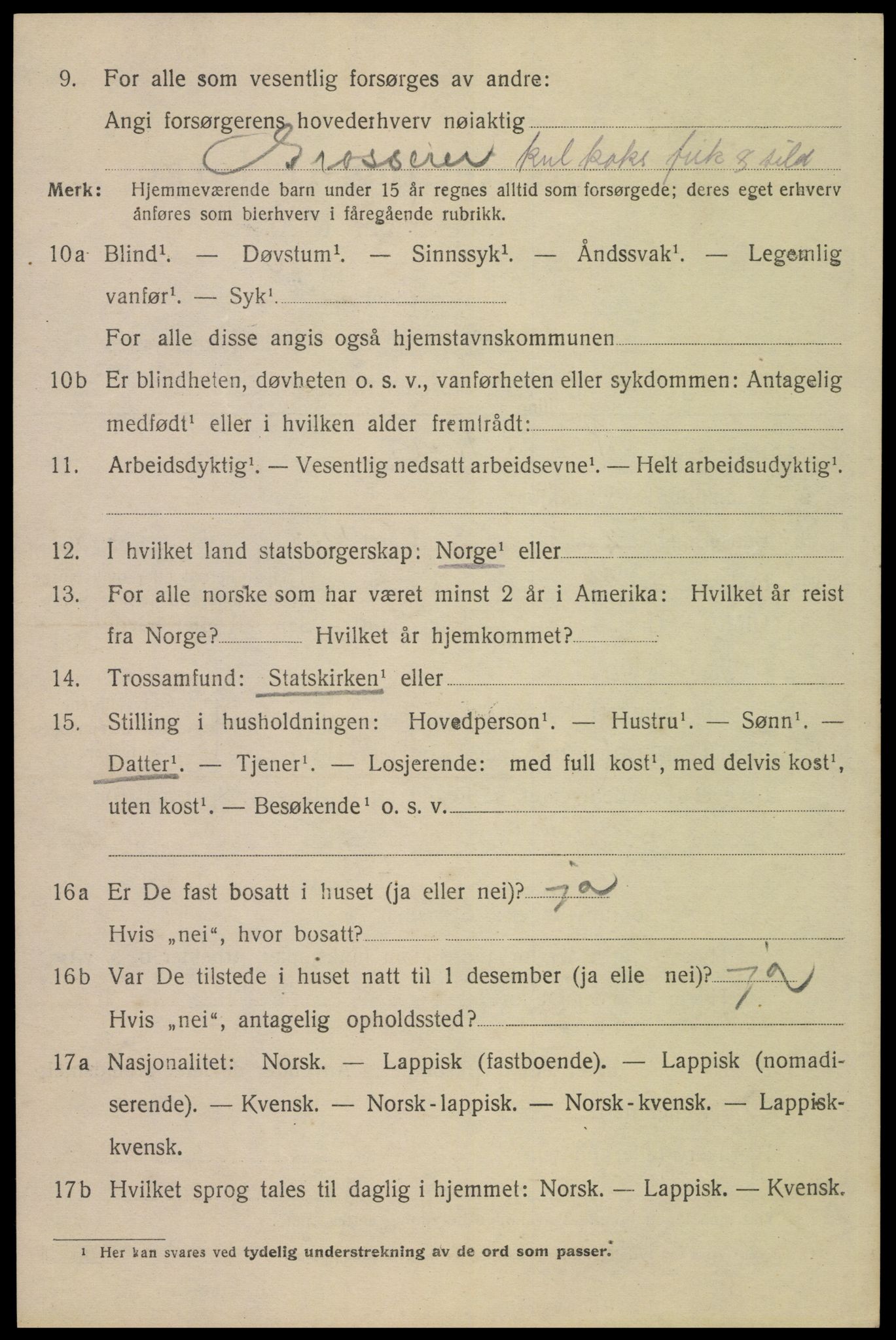 SAT, 1920 census for Narvik, 1920, p. 5789