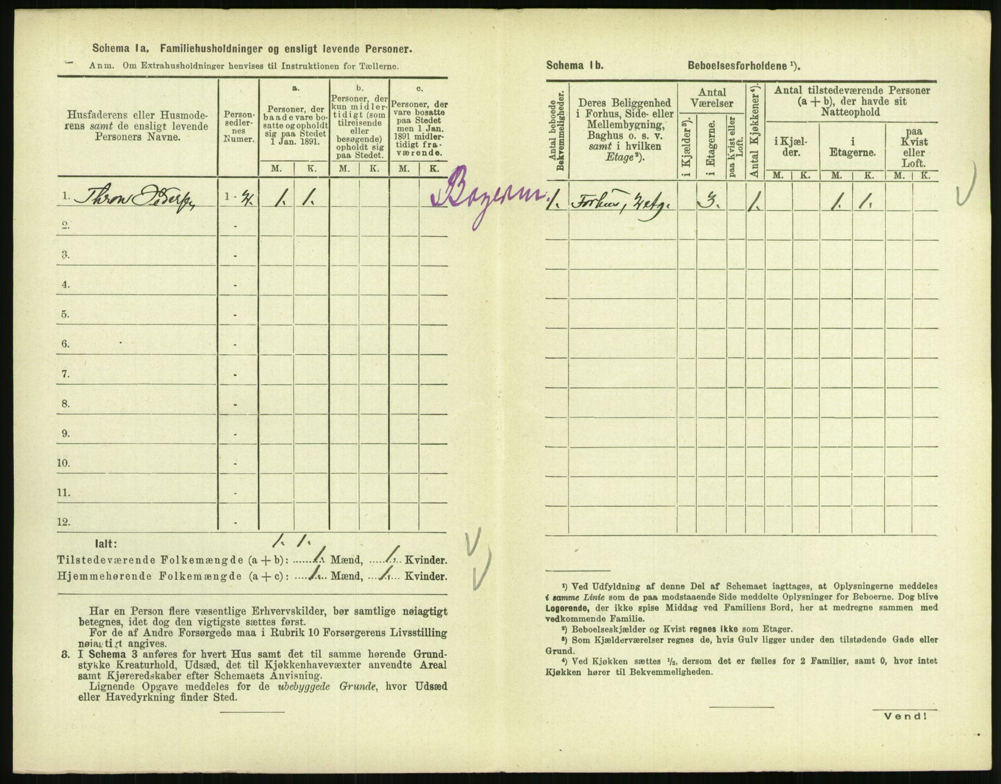 RA, 1891 census for 0801 Kragerø, 1891, p. 1227