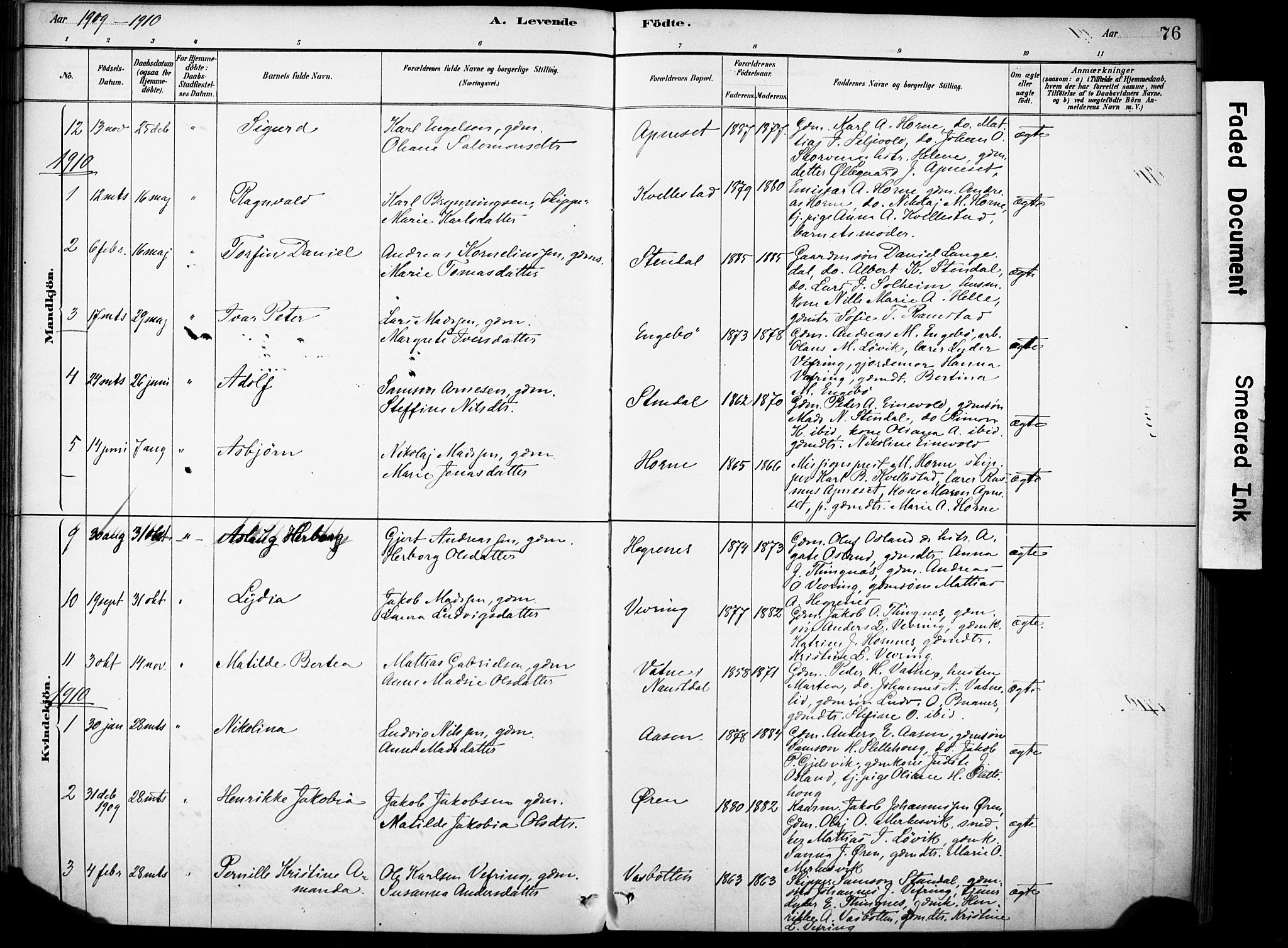 Førde sokneprestembete, SAB/A-79901/H/Haa/Haae/L0001: Parish register (official) no. E 1, 1881-1911, p. 76