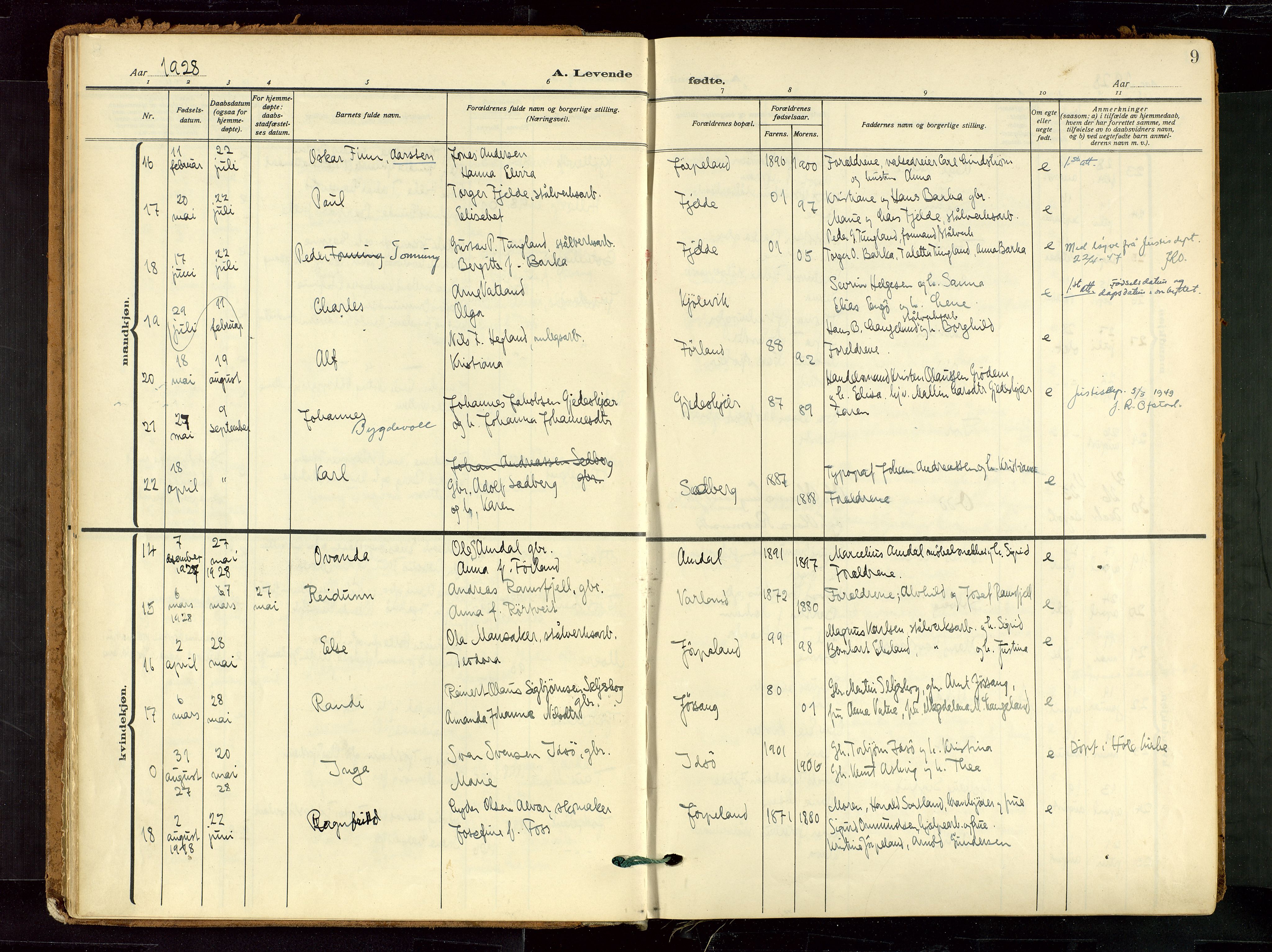 Strand sokneprestkontor, AV/SAST-A-101828/H/Ha/Haa/L0012: Parish register (official) no. A 12, 1927-1946, p. 9